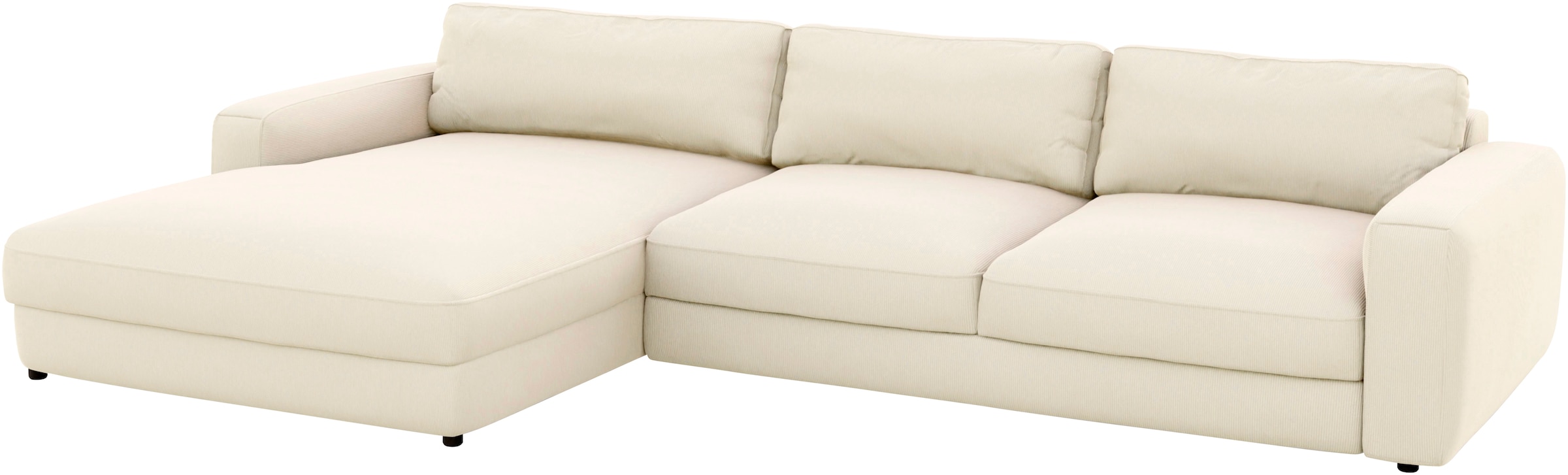 Places of Style Ecksofa »Bloomfield, elegant, viel Platz, Mega Couch, Breite 303cm, L-Form«, extra tiefe Sitzfläche, wahlweise mit Sitztiefenverstellung