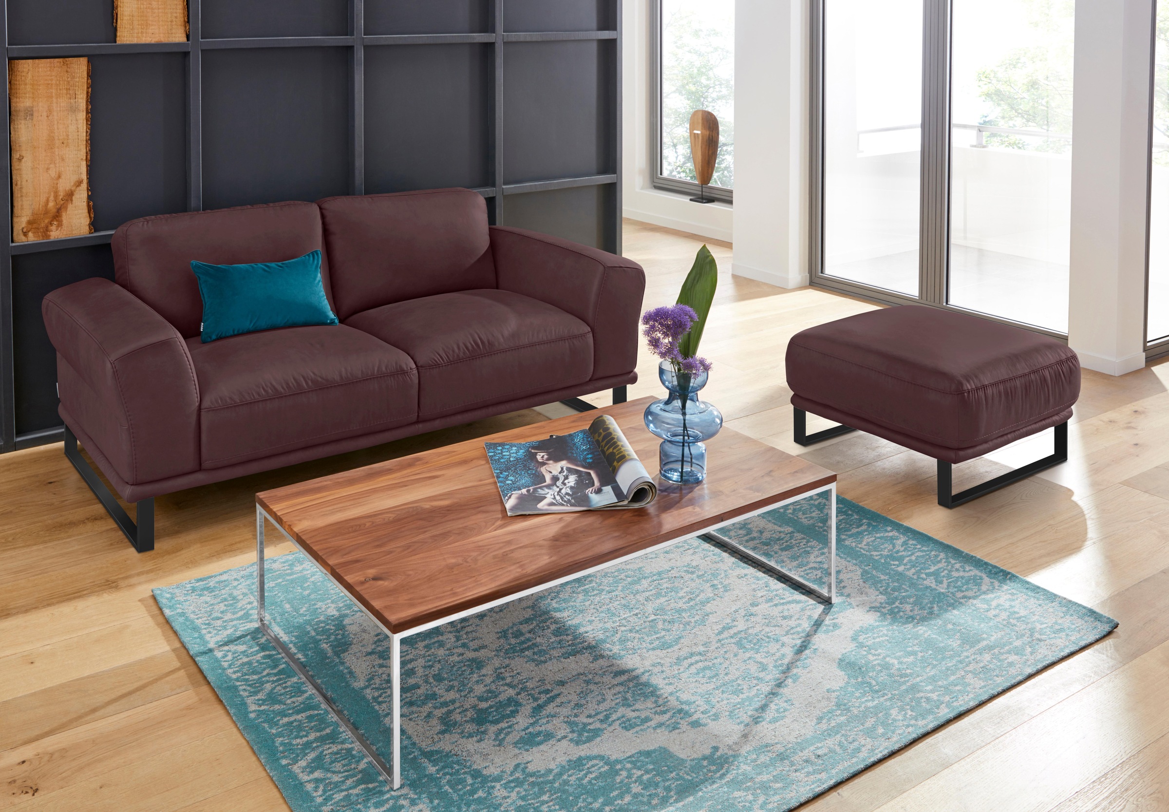 W.SCHILLIG Hocker »montanaa«, mit Metallkufen in Schwarz pulverbeschichtet, Breite 71 cm