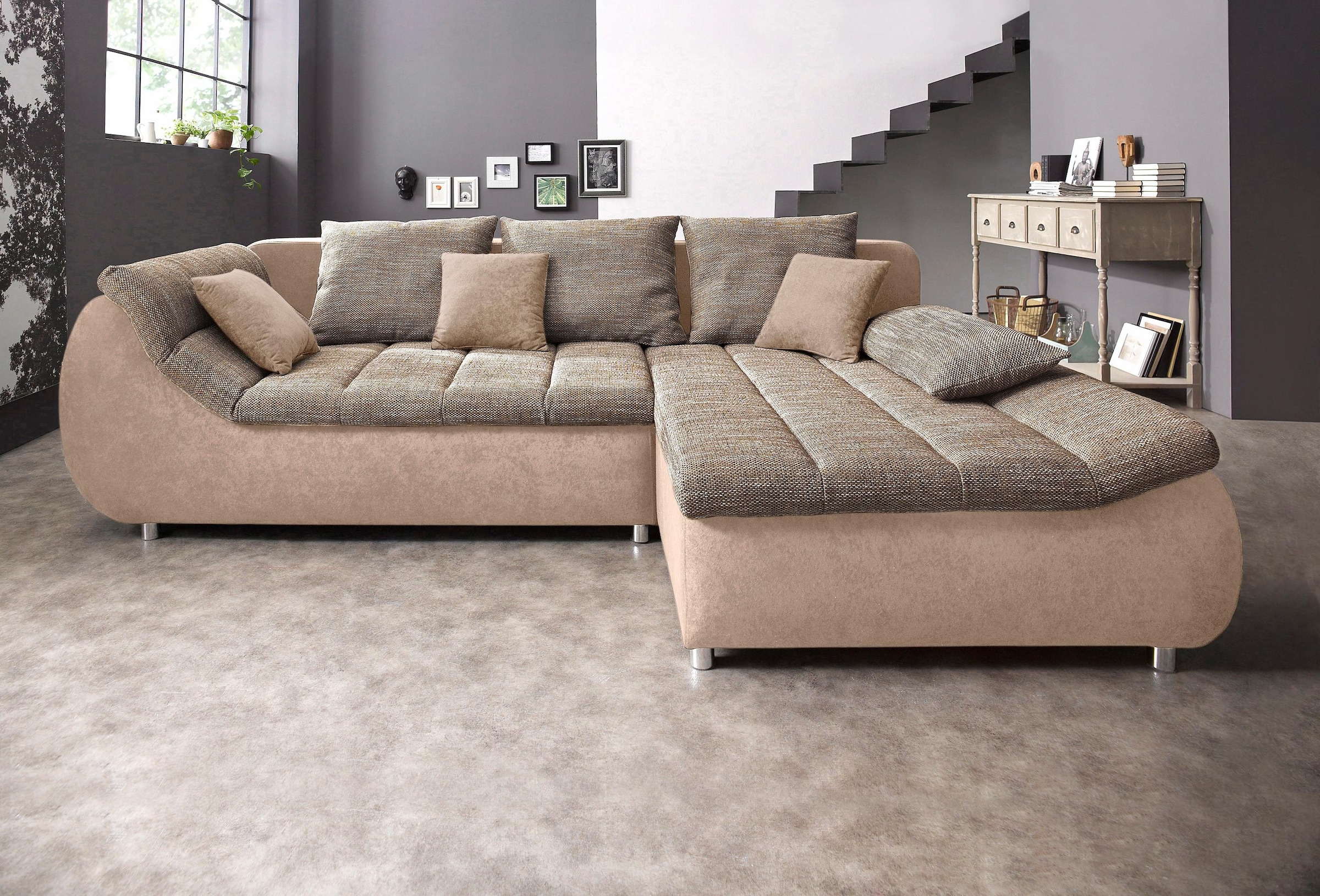 Home affaire Ecksofa »Imola, bequem, aktuelle Steppung im Sitz, L-Form, Bre günstig online kaufen