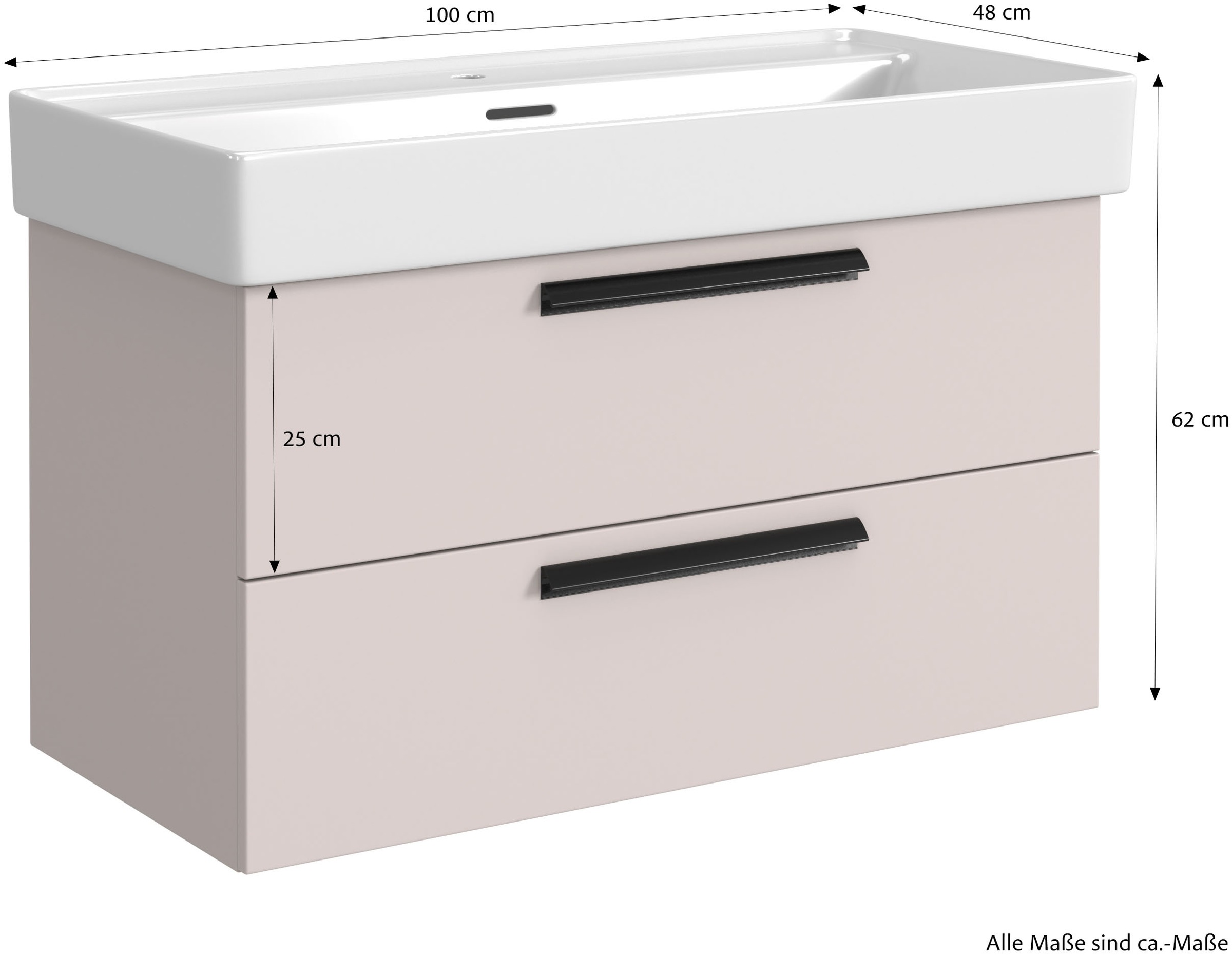 welltime Badmöbel-Set »SALVADA, 3tlg-Set, gedämpfte Scharniere, Softclose, Keramikbecken« Maße (B/T/H): 140/47,5/200 cm, 