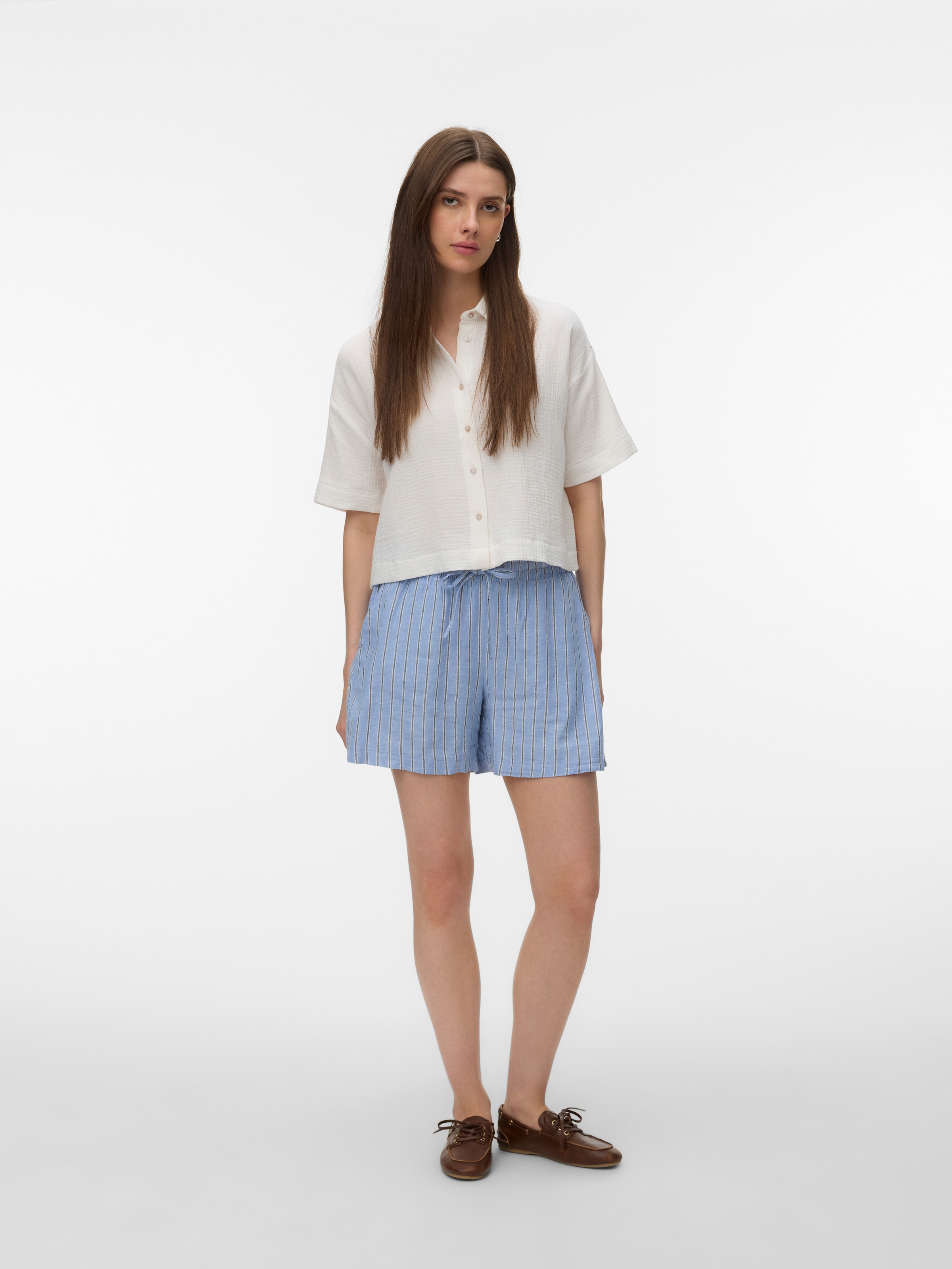 Vero Moda Kurzarmbluse »VMNATALI SS CROP SHIRT WVN NOOS« Baumwolle, verkürzte Form