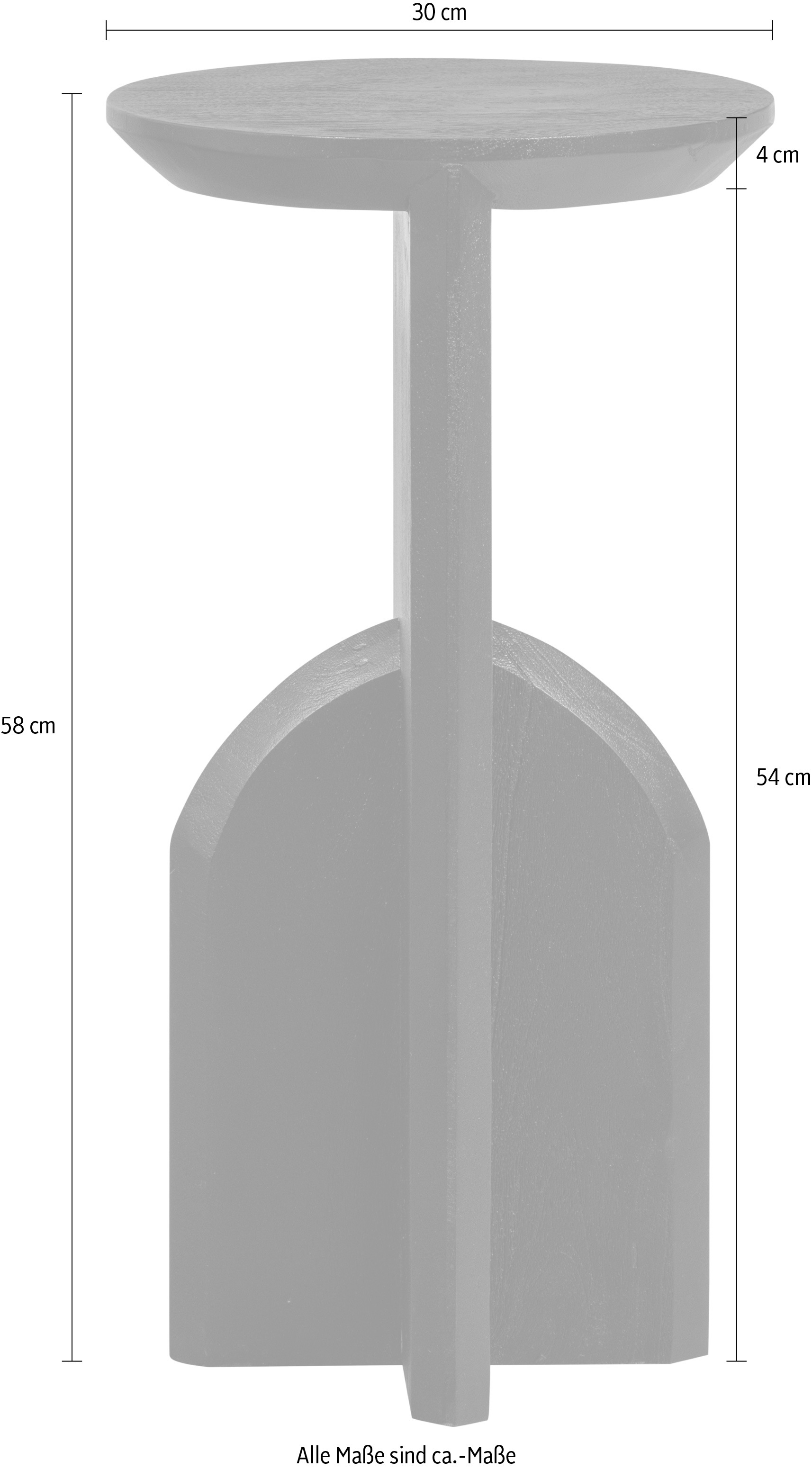WOOOD Beistelltisch »Kioni aus Akazienholz mit rundem Tischblatt Ø30x58 cm« Tragkraft 20 kg, Blattdicke 4 cm, Flamm- und Maserzeichnung
