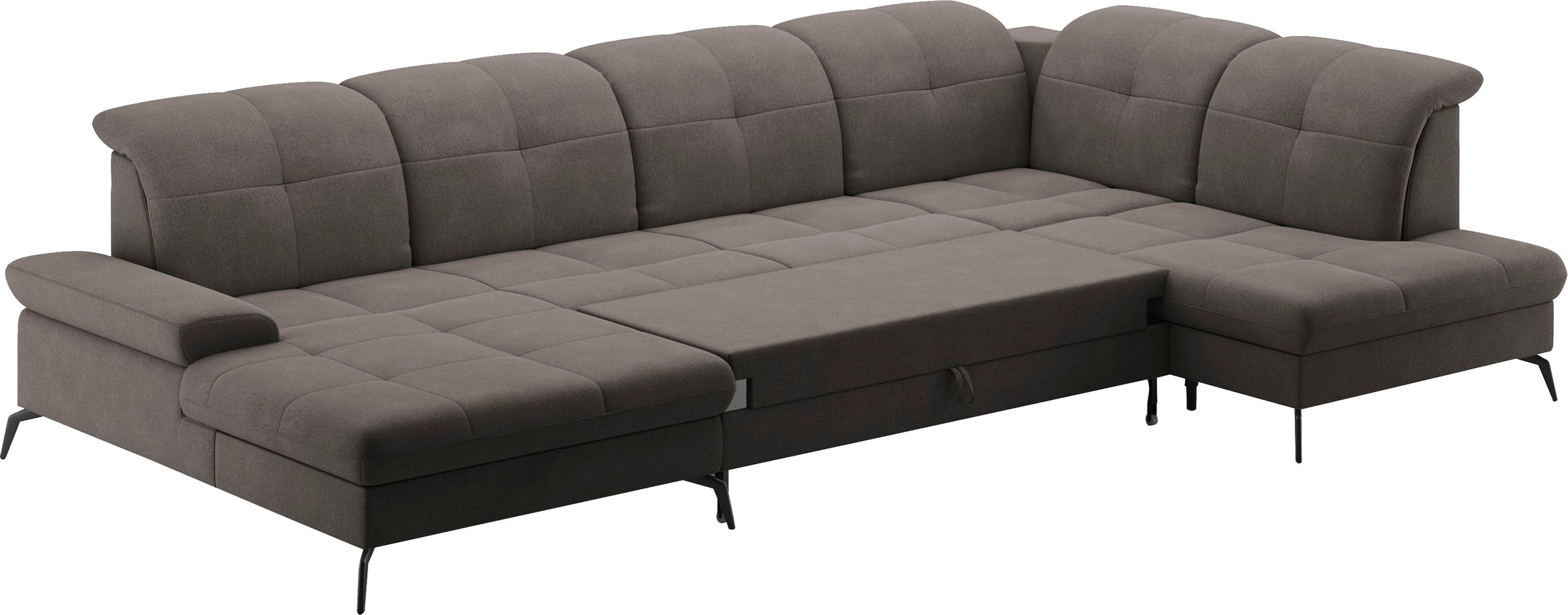 sit&more Wohnlandschaft »Amica, U-Form, inkl. Sitztiefenverstellung und Armteilverstellung«, wahlweise mit Kopfteilverstellung, Bettfunktion und Bettkasten
