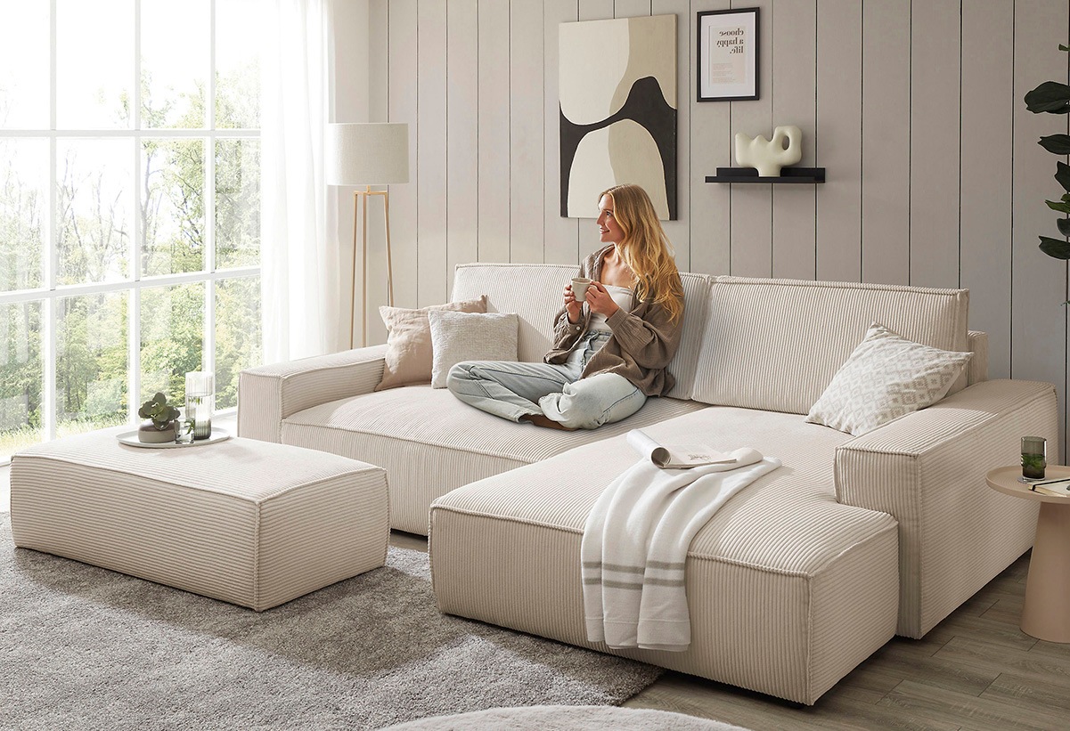 Home affaire Polsterecke »NEU: SHERWOOD XXL tief, L-Form mit Schlaffunktion günstig online kaufen