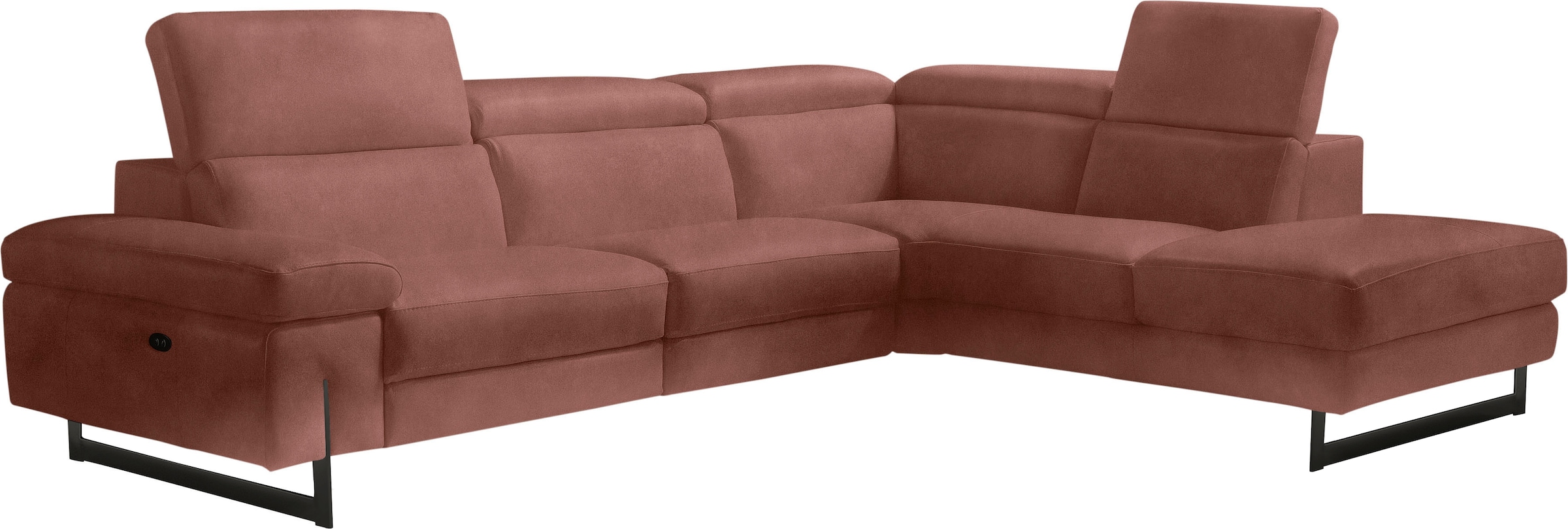 Egoitaliano Ecksofa »Candice, elegant, edel und bequem, erstklassiger Sitzkomfort, L-Form« inkl. 2 elektrischer Relaxfunktionen, Bedienung über Taste an Armlehne