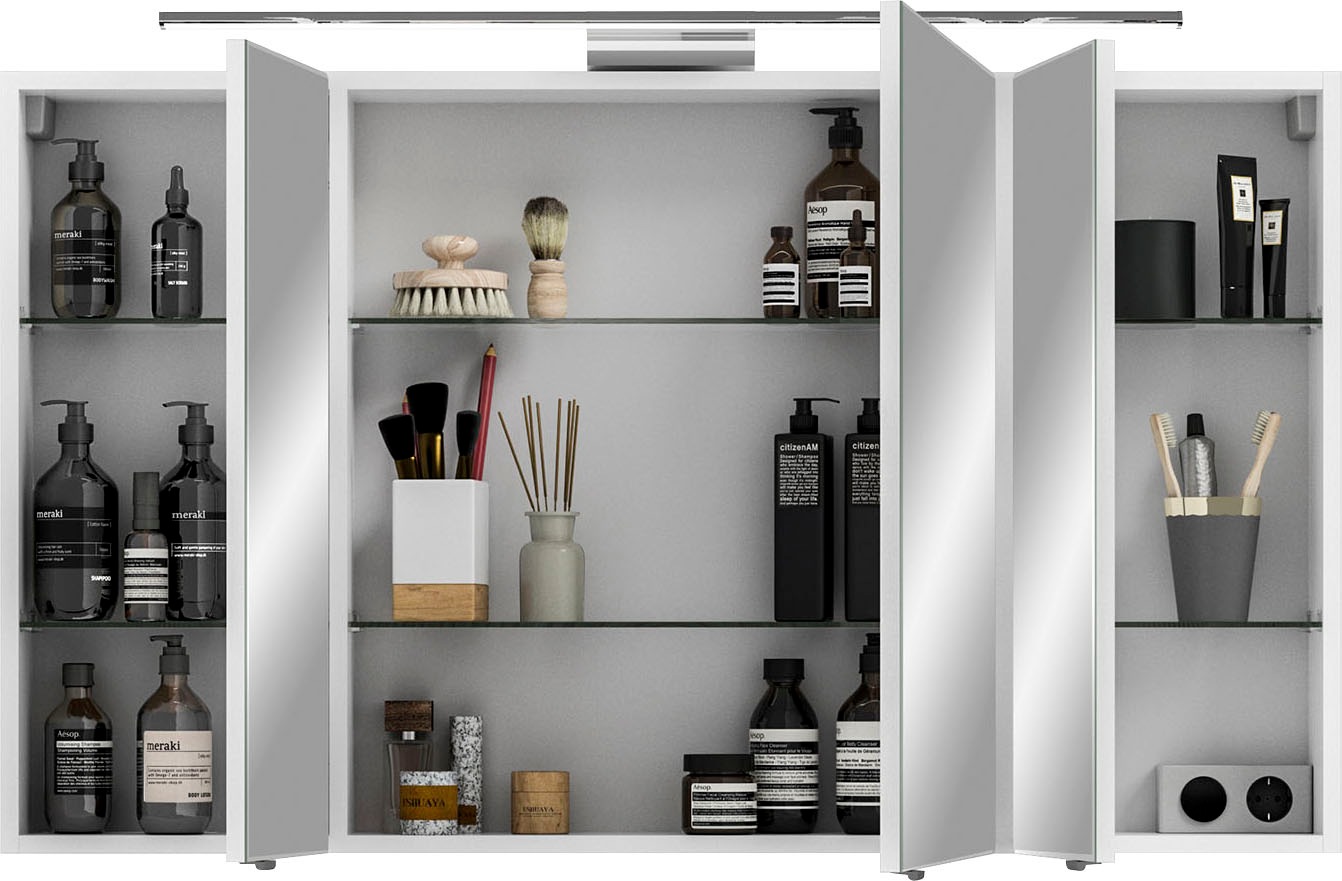 Saphir Badmöbel-Set »6005 Sprint 3-teilig, Keramik-Waschtisch mit LED-Spiegelschrank« 4 Stk. tlg.