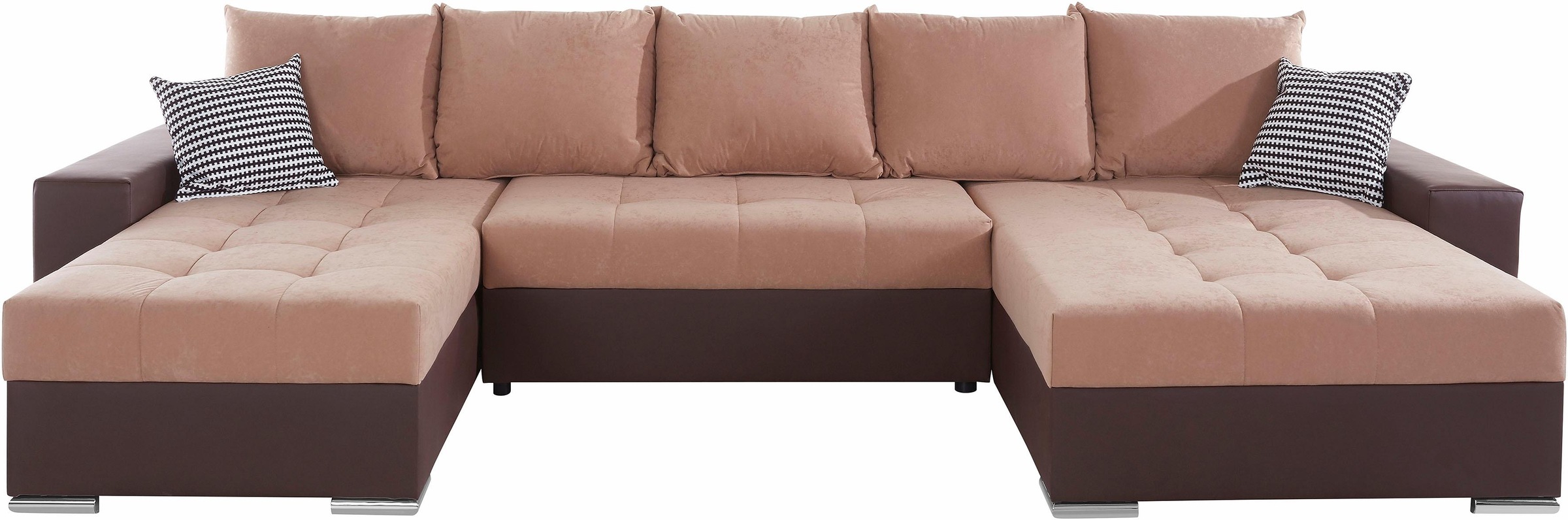 COLLECTION AB Wohnlandschaft »XXL-Josy U-Form, Breite 333 cm, mit 2 Recamieren 77 & 97 cm«, inkl. Bettfunktion, Bettkasten, mit 5 gleich großen Rückenkissen