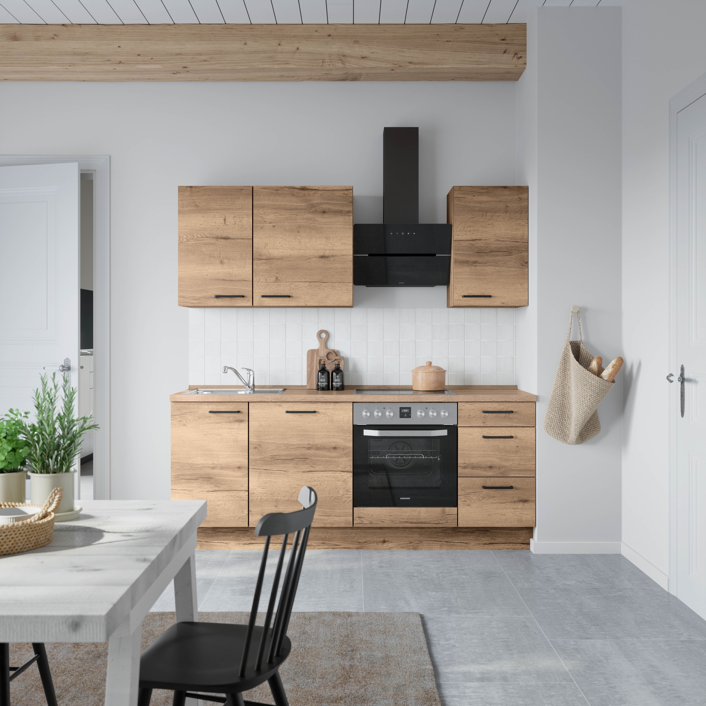 nobilia® Küchenzeile »"Structura II"«, vormontiert, Ausrichtung wählbar, Breite 210 cm, wahlw. mit E-Geräten