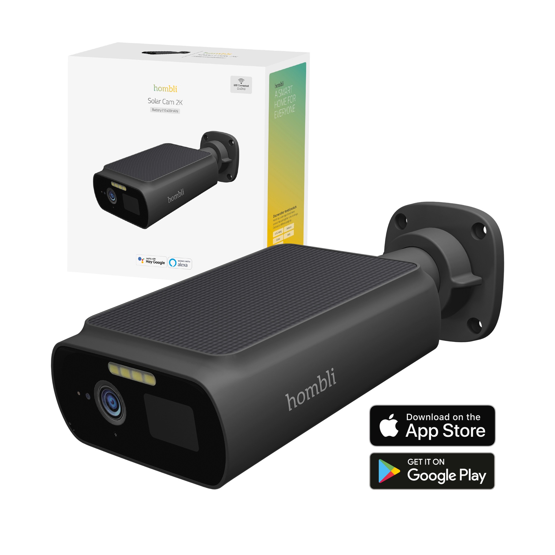 HOMBLI Überwachungskamera »Smart Solar Cam« Außenbereich Schwarz Eingebaute Sirene und Flutlicht