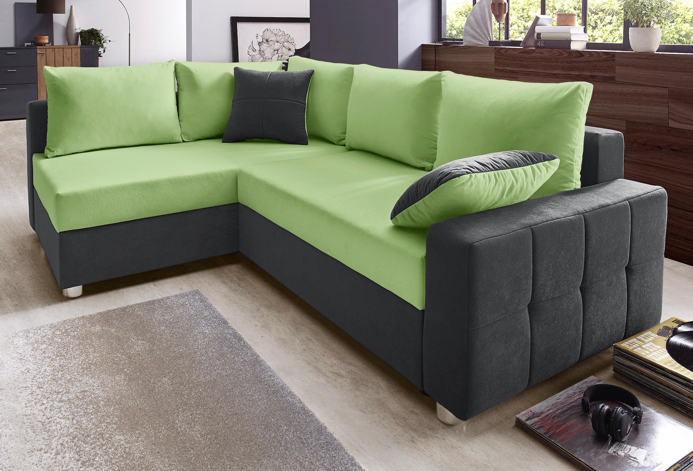 COLLECTION AB Ecksofa Parma, mit Bettfunktion, inkl. Zier- und Rückenkissen