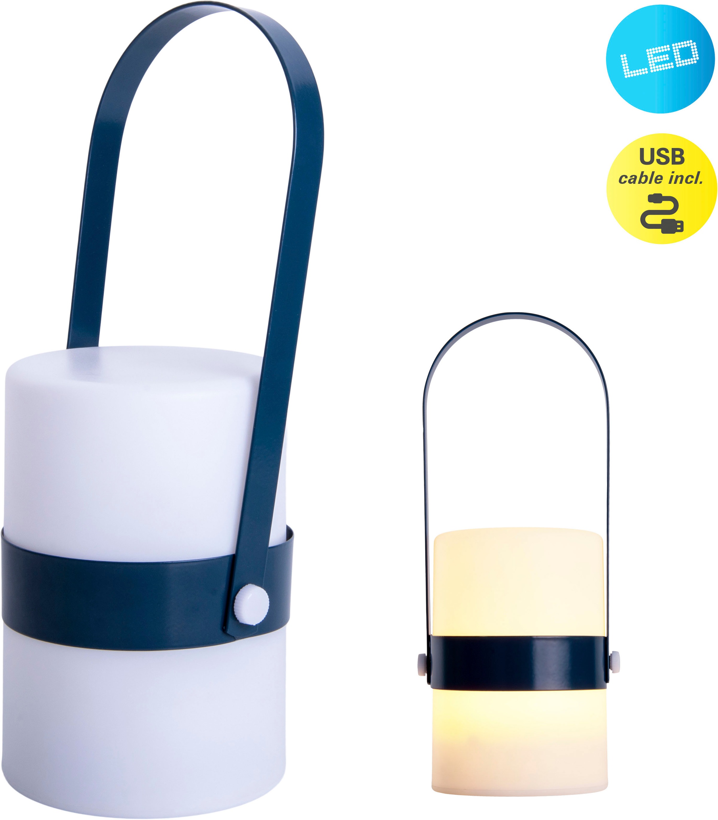 näve LED Dekolicht »Neo«, 1 flammig, Leuchtmittel LED-Modul | LED fest integriert, blau/weiß, inkl. Griff / Aufhängung, inkl. 1m USB-Kabel, warmweiß