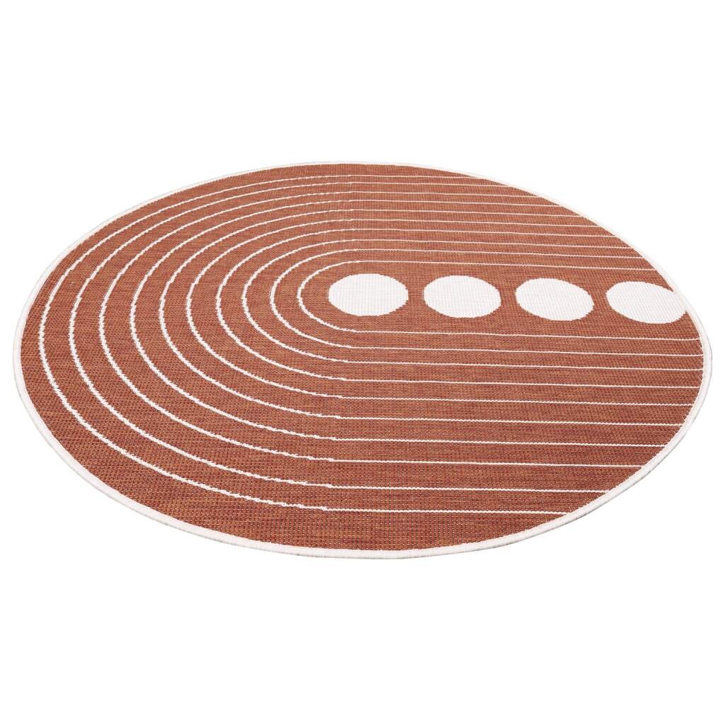 Carpet City Outdoorteppich »DUO RUG 5739«, rund, 5 mm Höhe, Wendeteppich Wetterfest In- & Outdoor, Balkon, Terrasse, Wohnzimmer