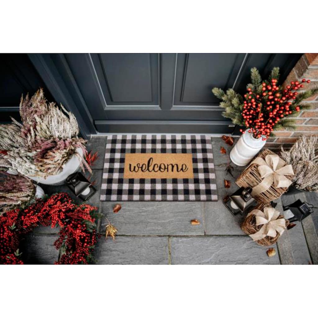 HANSE Home Fußmatte »Kokos Welcome Chessboard«, rechteckig, Kokos, Schmutzfangmatte, Outdoor, Rutschfest, Innen, Kokosmatte, Flur