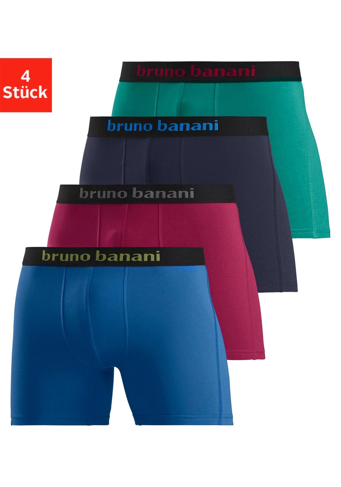 Bruno Banani Boxer »Boxershorts für Herren«, (Packung, 4 St.), mit längerem Bein und auffälligen Logobund