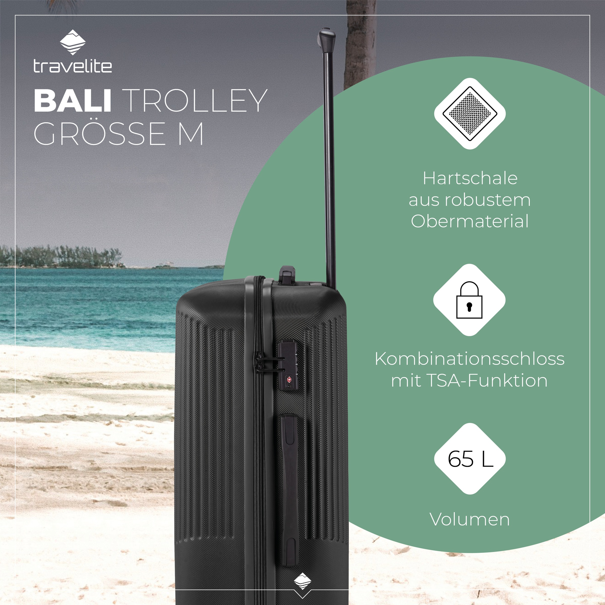 travelite Hartschalen-Trolley »BALI, in verschiedenen Größen und Farben«, 4 Rollen, Hartschallenkoffer Reisegepäck Reisekoffer TSA Schloss