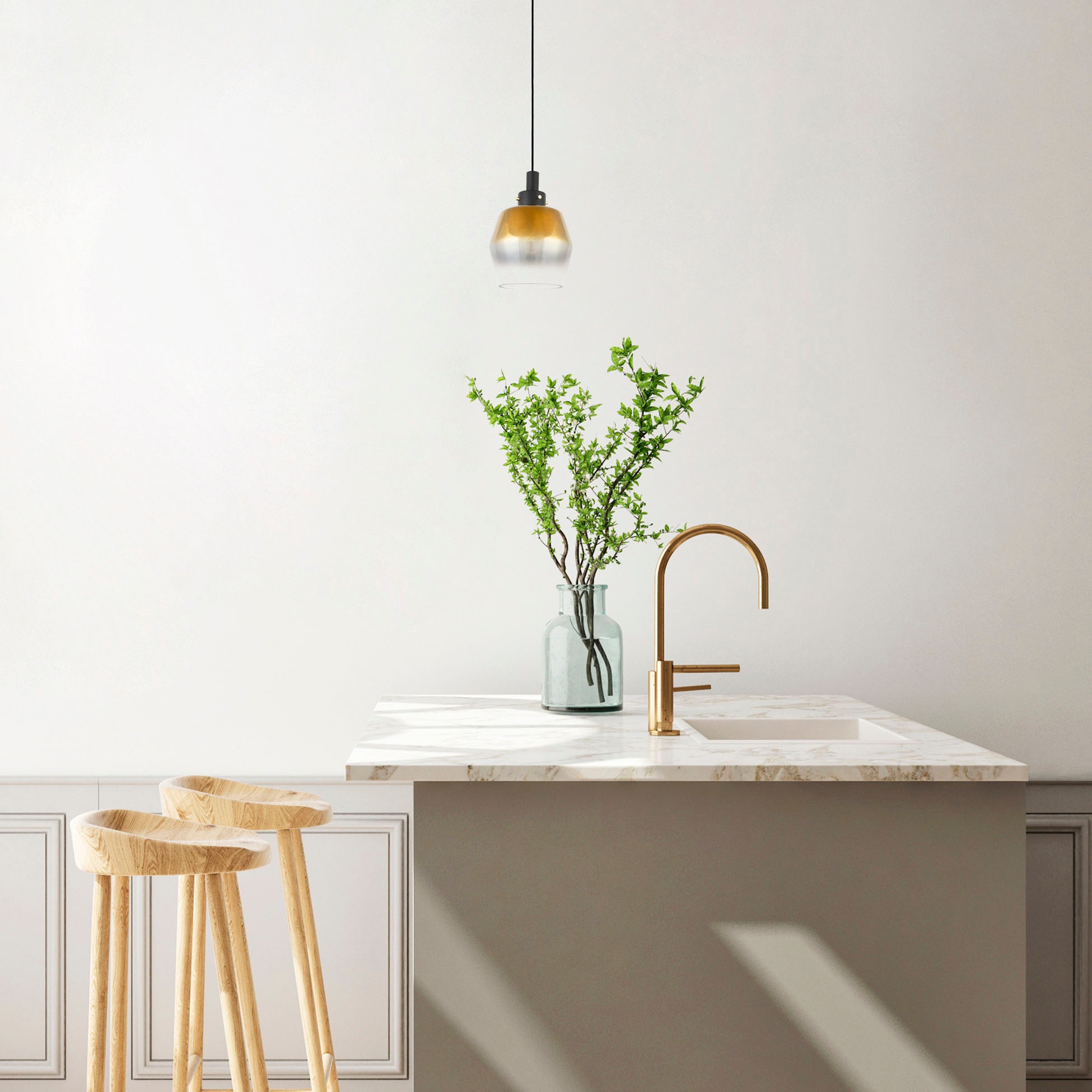 Paco Home Pendelleuchte »DANA«, Leuchtmittel E27 | ohne Leuchtmittel, Pendelleuchte Wohnzimmer Glas Esszimmer Modern Industrial Bar E27