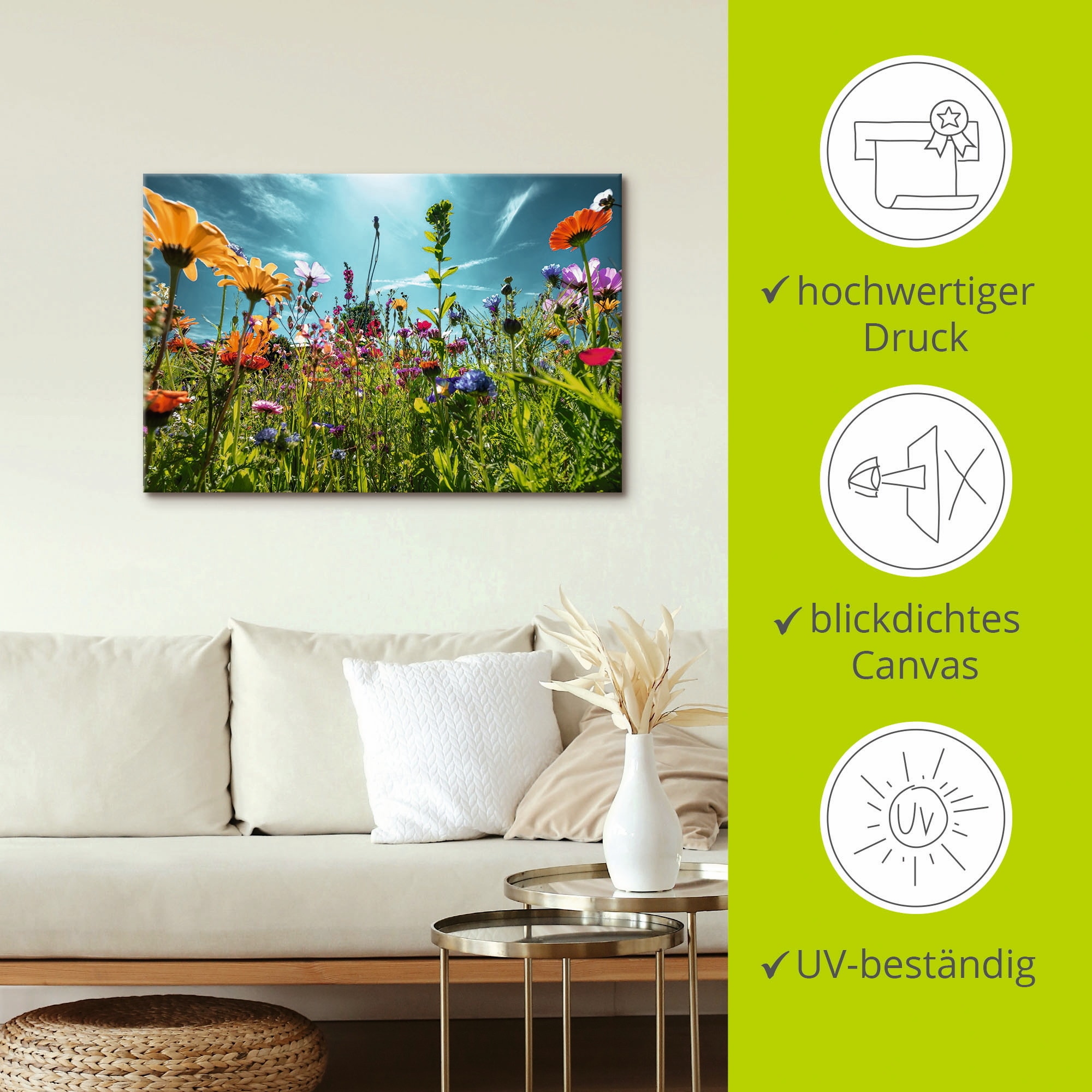 Artland Wandbild »Buntes Blumenfeld«, Blumenwiese, (1 St.), als Alubild, Outdoorbild, Leinwandbild, Poster, Wandaufkleber