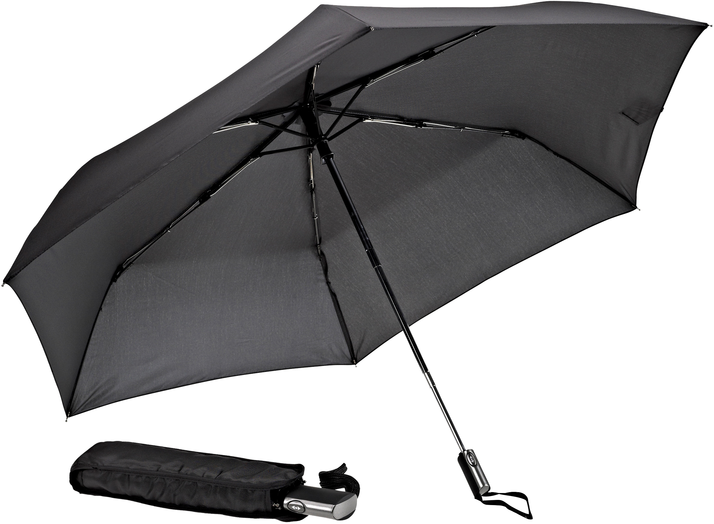 Taschenregenschirm »Automatik 3224, schwarz«, extra flach und leicht