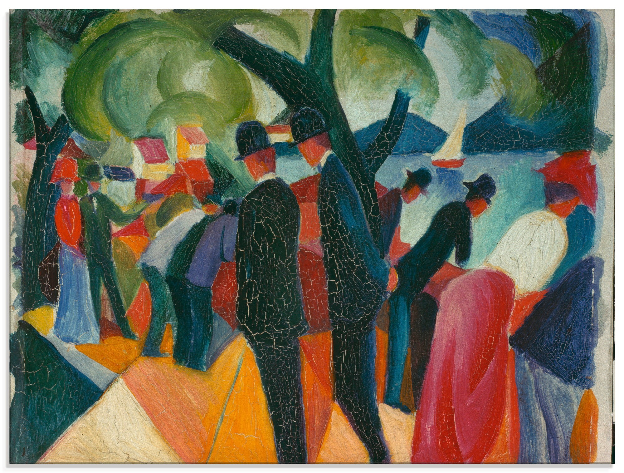 Artland Glasbild »Spaziergang auf der Brücke. 1913«, Gruppen & Familien, (1 günstig online kaufen