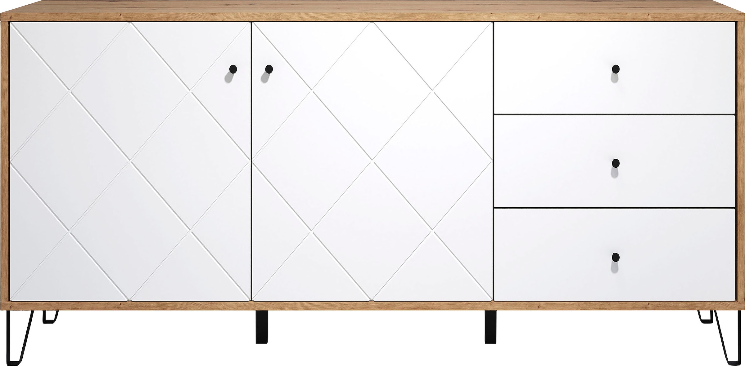 Places of Style Sideboard »Tarragona«, Kommode, Fräsungen in Rautenoptik, Breite 183 cm