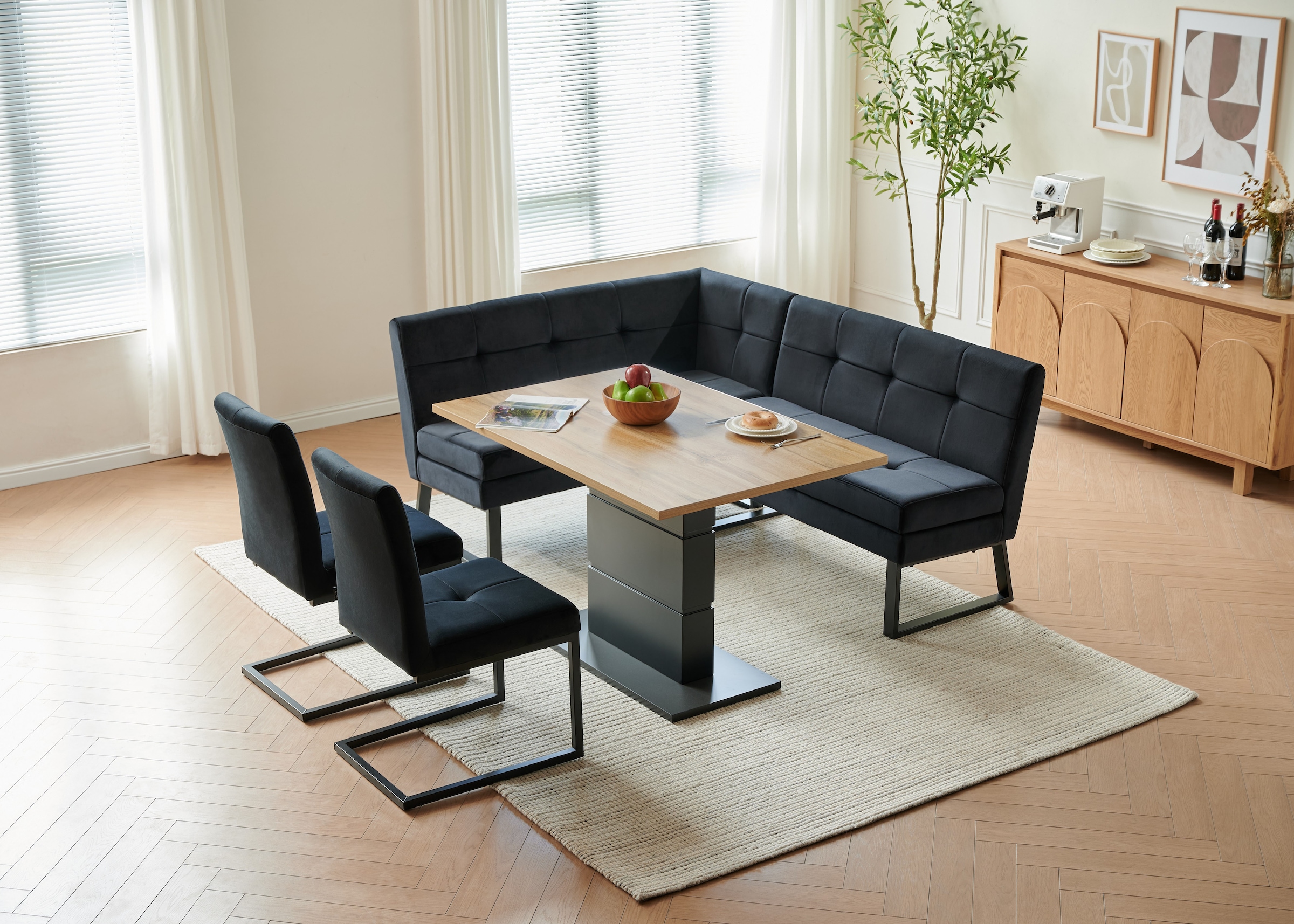 Home affaire Esszimmerstuhl »Geranie Freischwinger, Schwingstuhl« (Set) 2 Stk.mit 3D-Steppung, robustes Gestell, hochwertiger Stoff