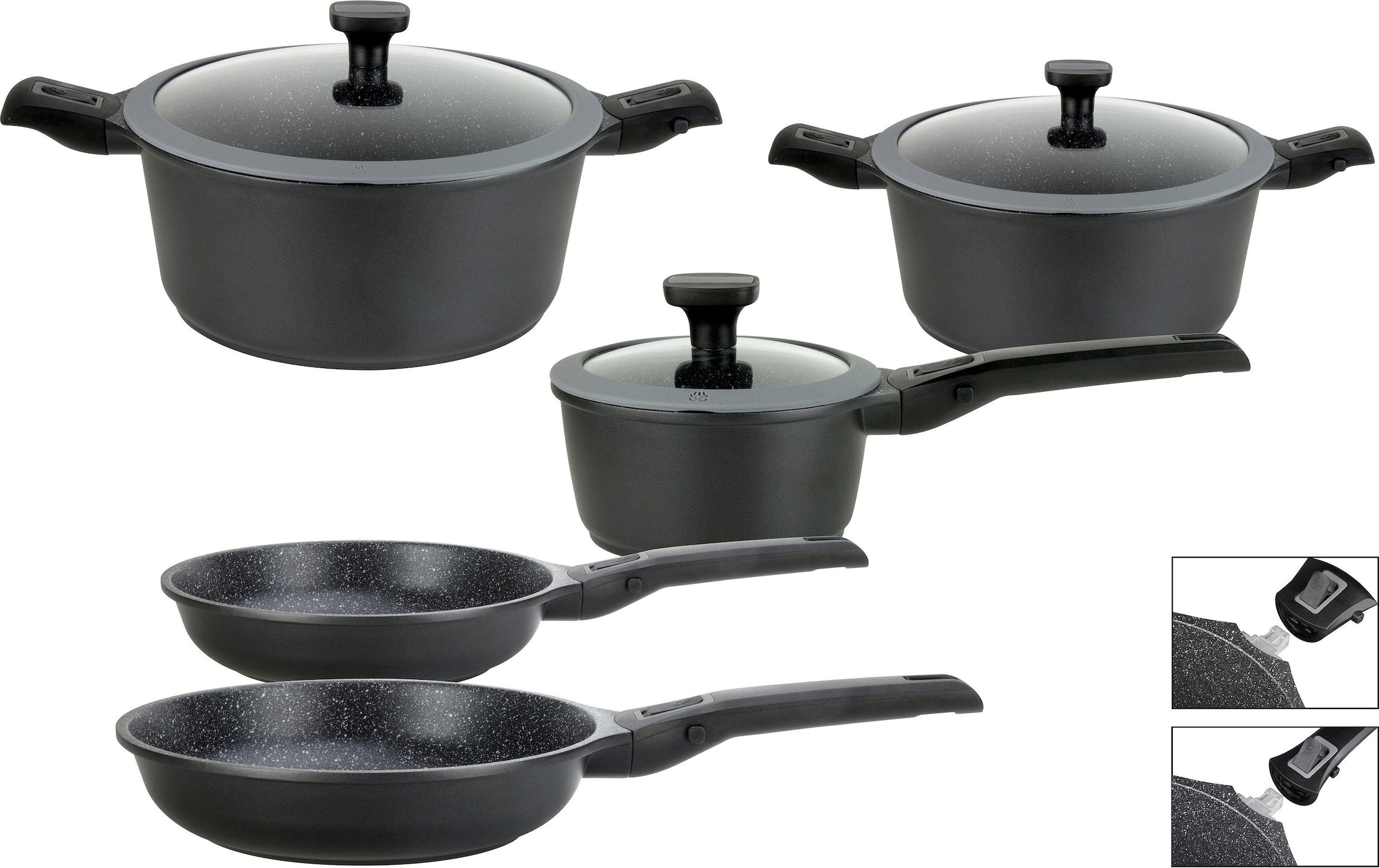 GSW Topf-Set »Easy Click« Set, Kochtopf 20/24 cm, Kasserolle 16 cm, Bratpfa günstig online kaufen