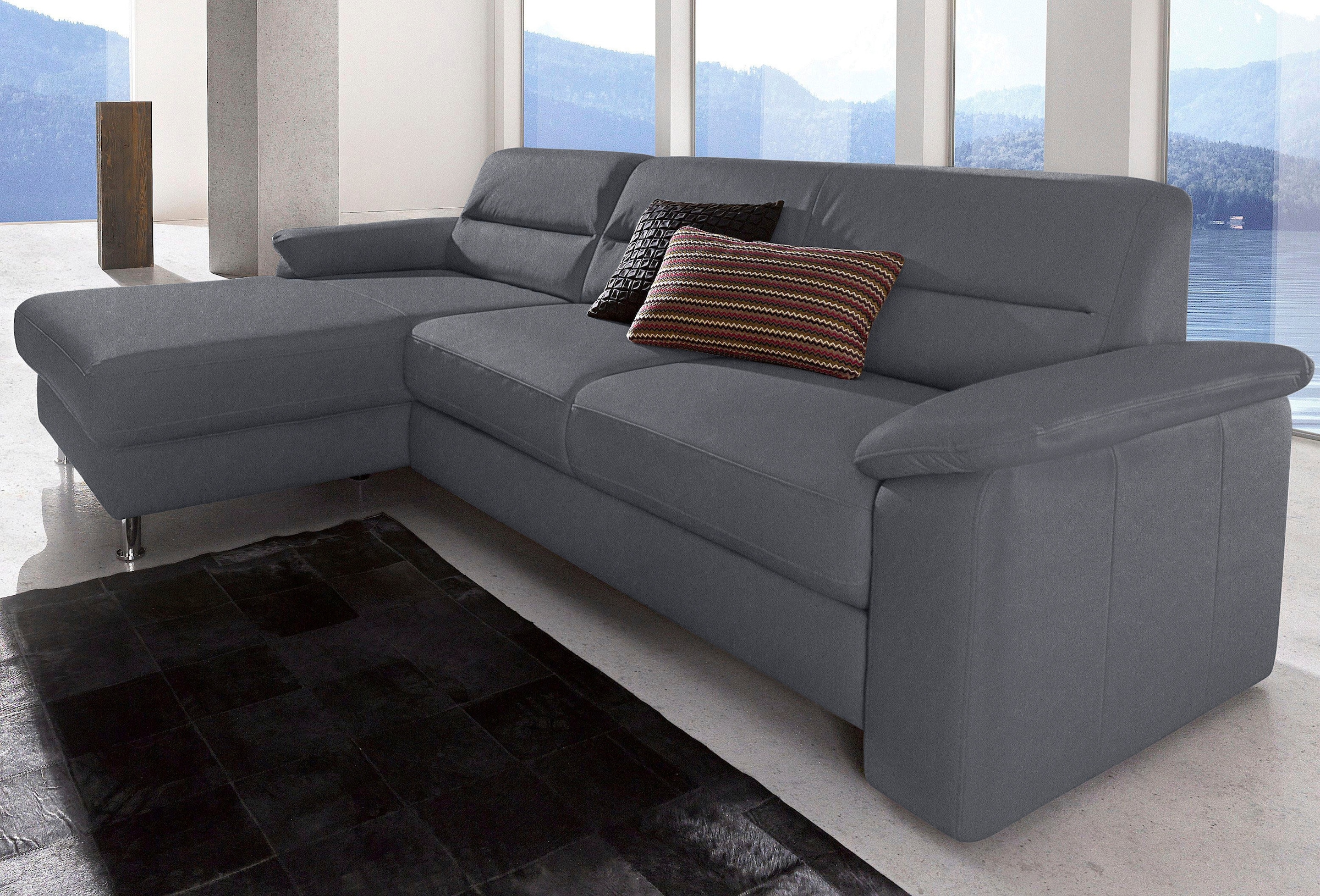 sit&more Ecksofa »Ascara L-Form«, inklusive Boxspring/Federkern-Polsterung, wahlweise mit Bettfunktion