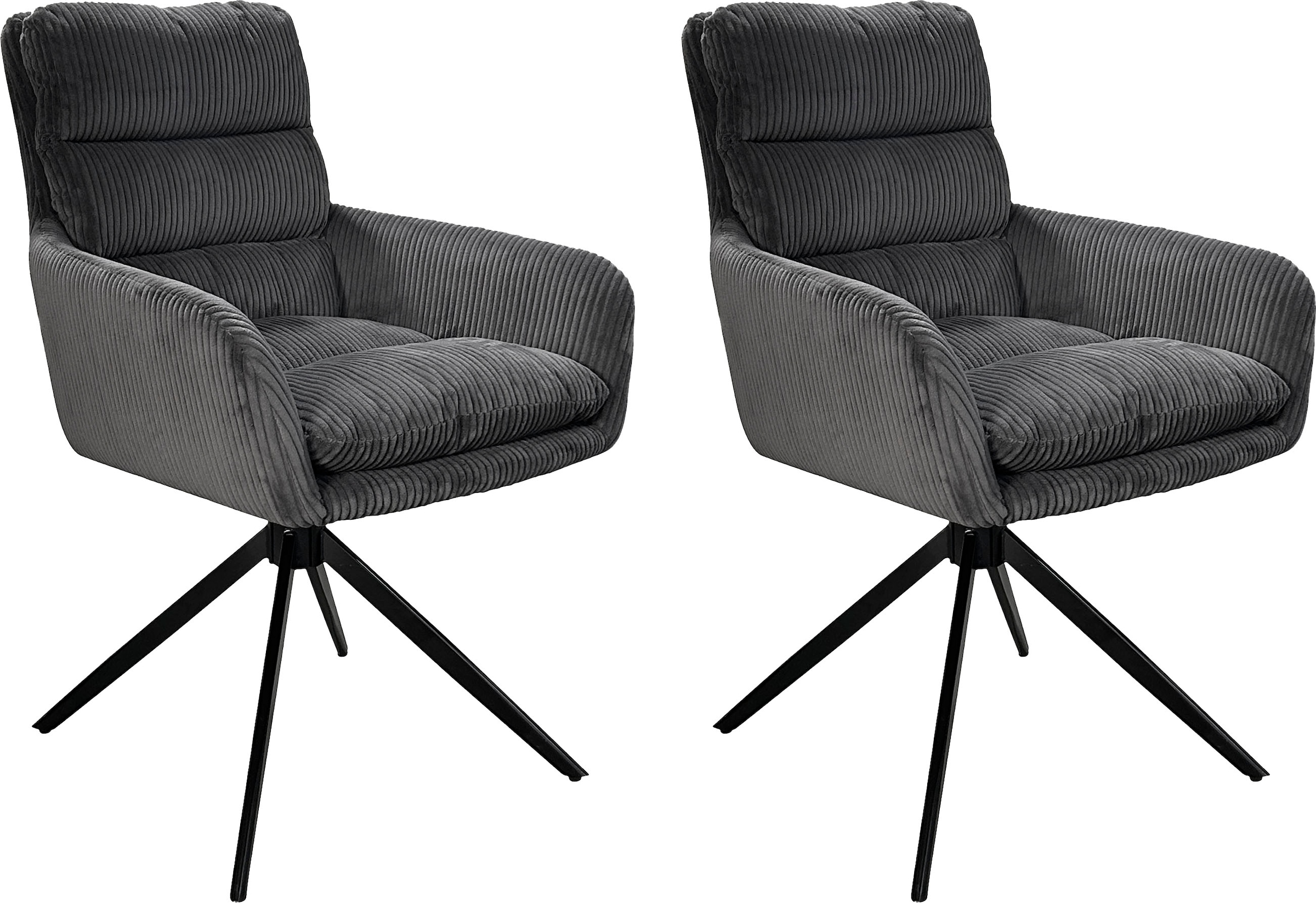 byLIVING Esszimmerstuhl »Pura (2er-Set)«, (Set), Sitzschale 360°drehbar, Metall schwarz, Armlehnstuhl, diverse Farben