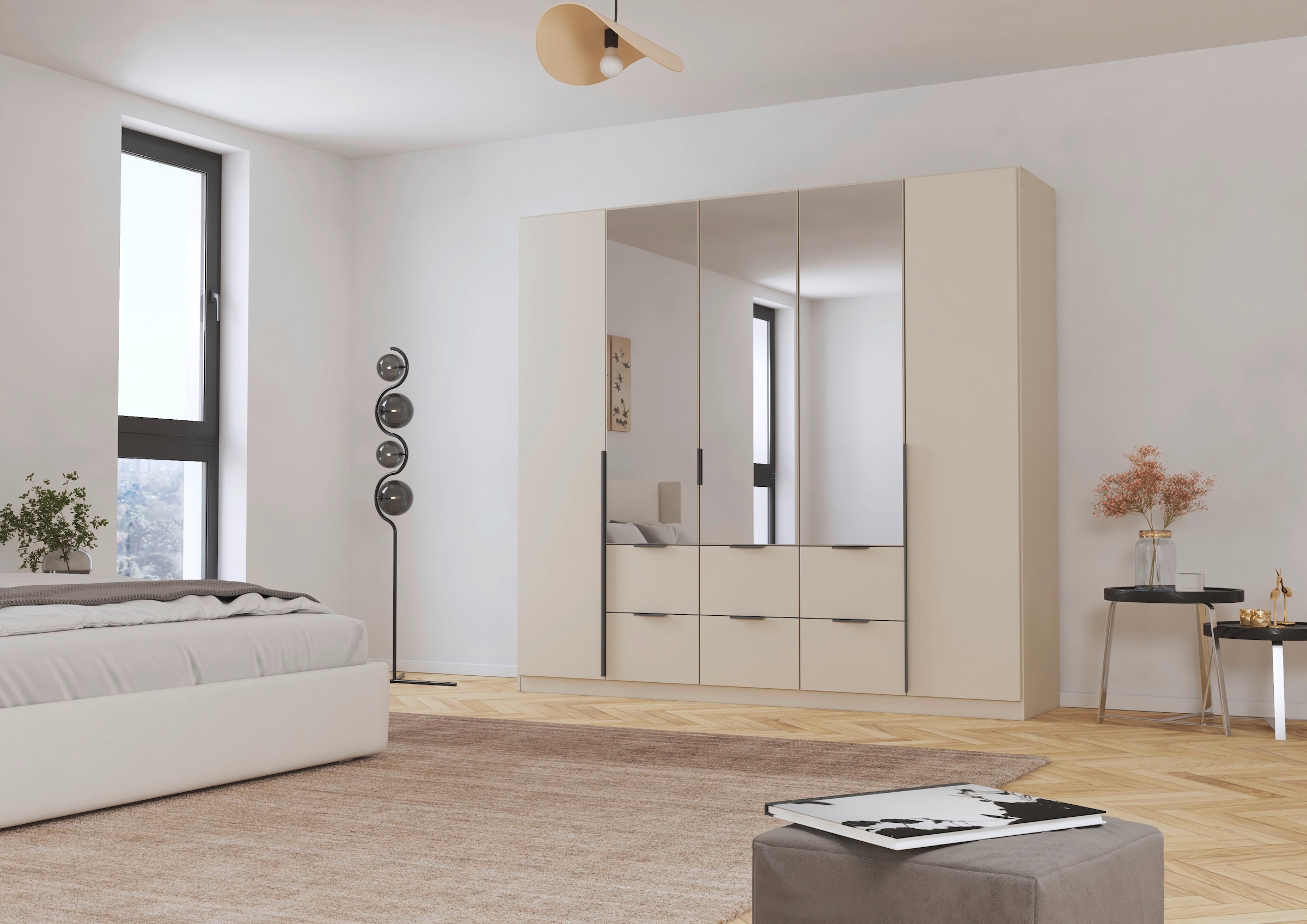 rauch Drehtürenschrank »Kleiderschrank Schrank Garderobe AGORDO mit Dekor- oder Hochglanzfront«, (in zwei Griff-Farben mit Dekor- oder Hochglanzfront), mit Außenschubkästen, in 6 Breiten und 2 Höhen MADE IN GERMANY