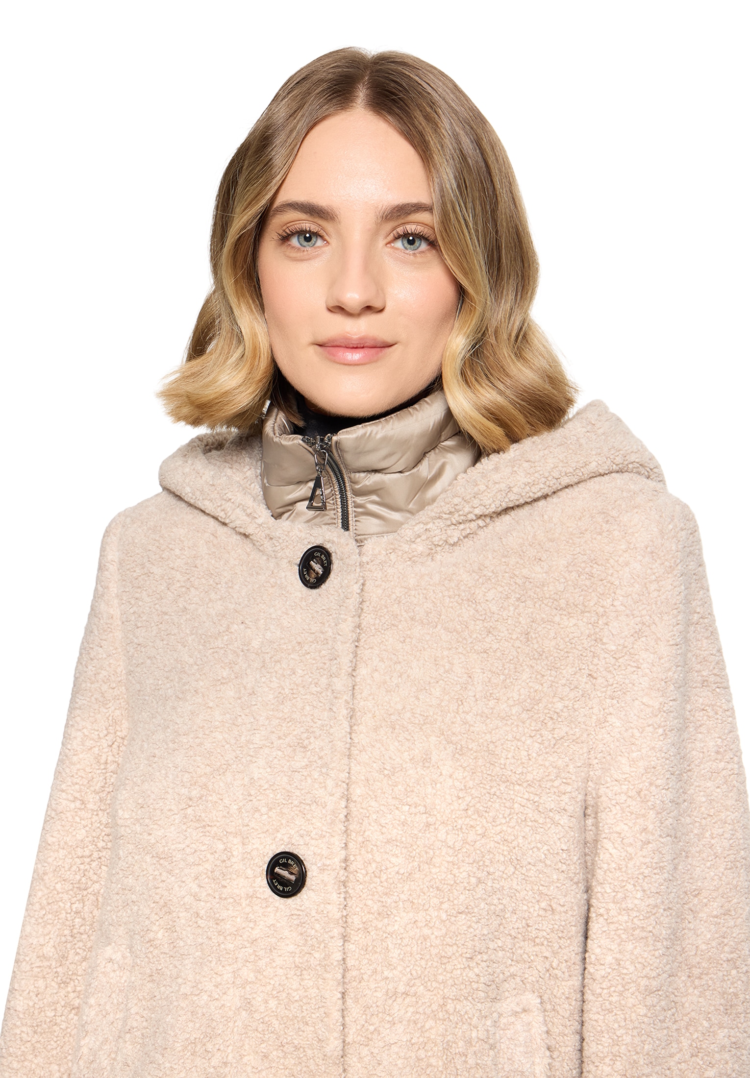 Gil Bret Wolljacke mit Kapuze Fleecejacke mit Kapuze und Knopfverschluss