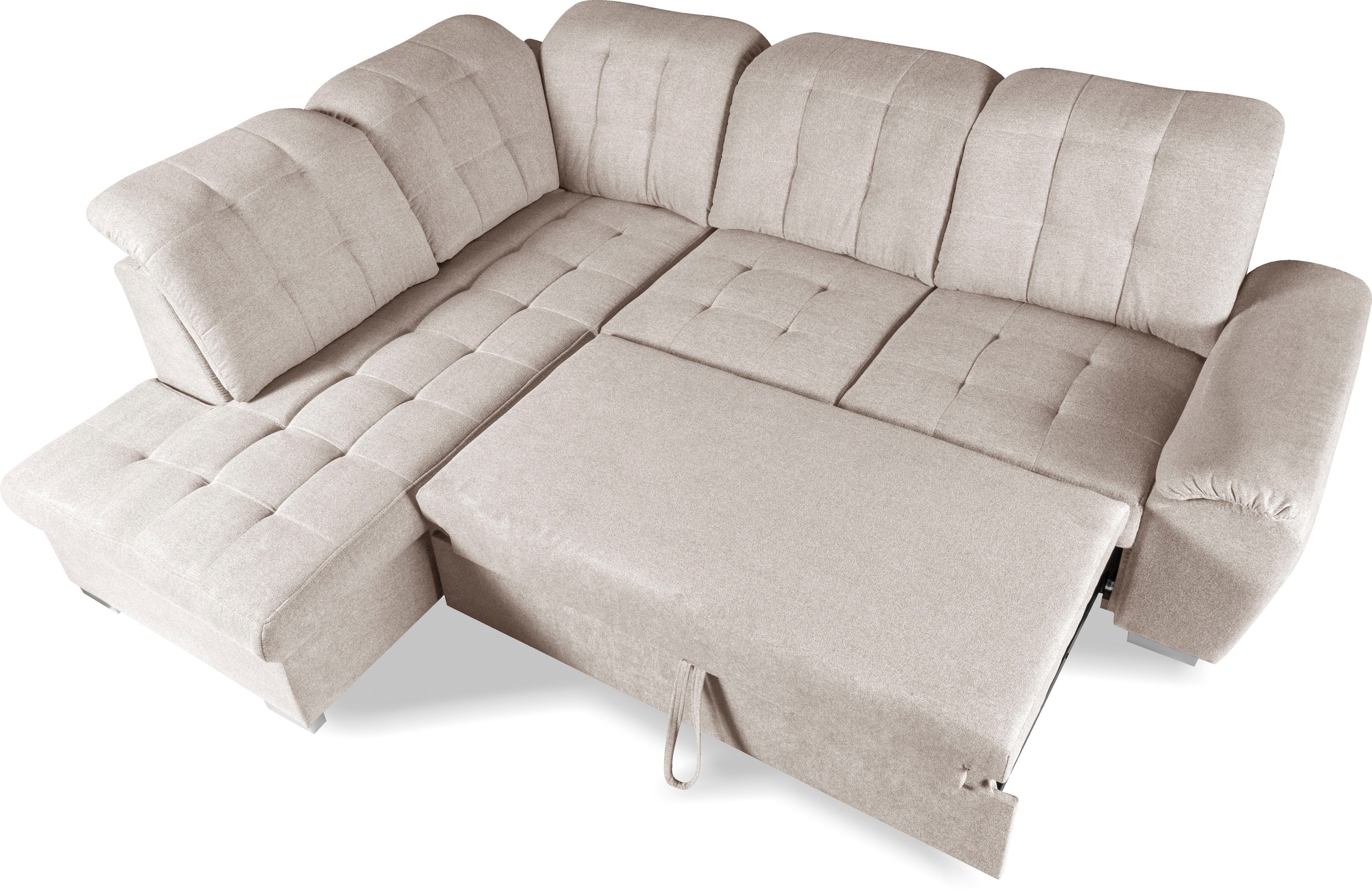 WERK2 Ecksofa »Brindisi, bequem und komfortabel, L-Form«, mit verstellbaren Kopfteilen, Bettfunktion & Bettkasten