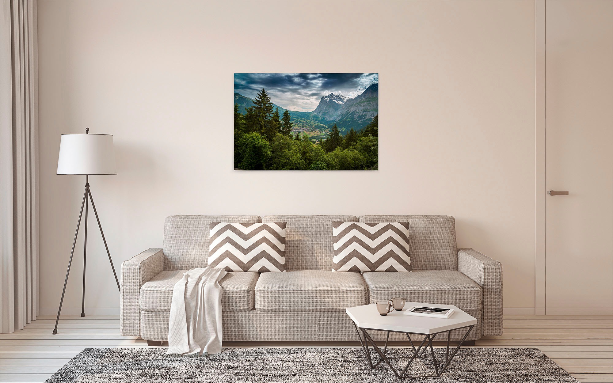 A.S. Création Leinwandbild »Mountain Views«, Kunst-Landschaft-Kinder, (1 St.), Bild Landschaft Bäume Gebirge Keilrahmen Leinwand-Bild Wohnzimmer Wand