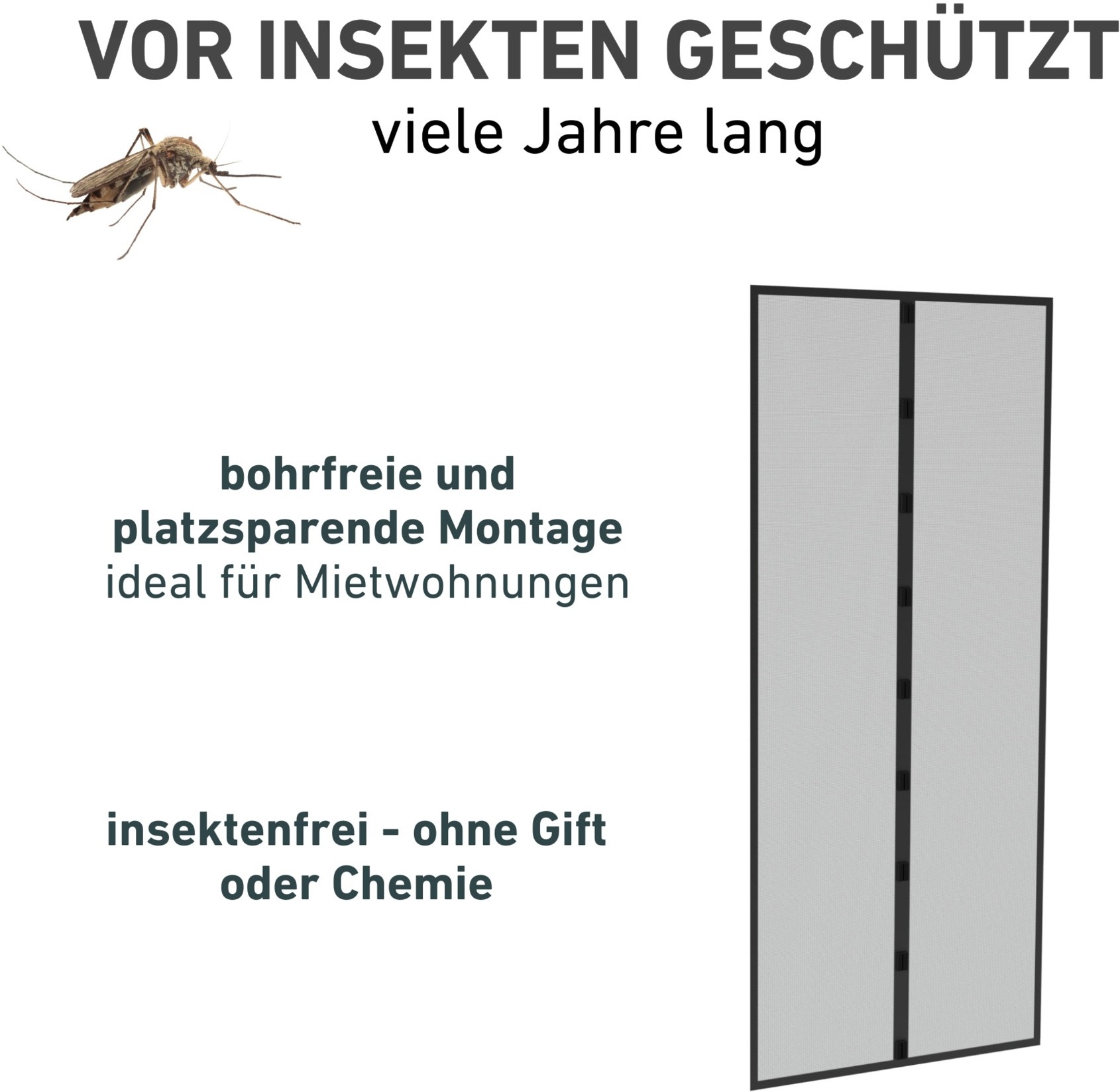 Windhager Insektenschutz-Vorhang »RHINO IS, Türvorhang mit Magnetverschluss für Balkon- und Terrassetür« Fliegengitter-Vorhang Magnet, Gewebe 95 x 215 cm, anthrazit