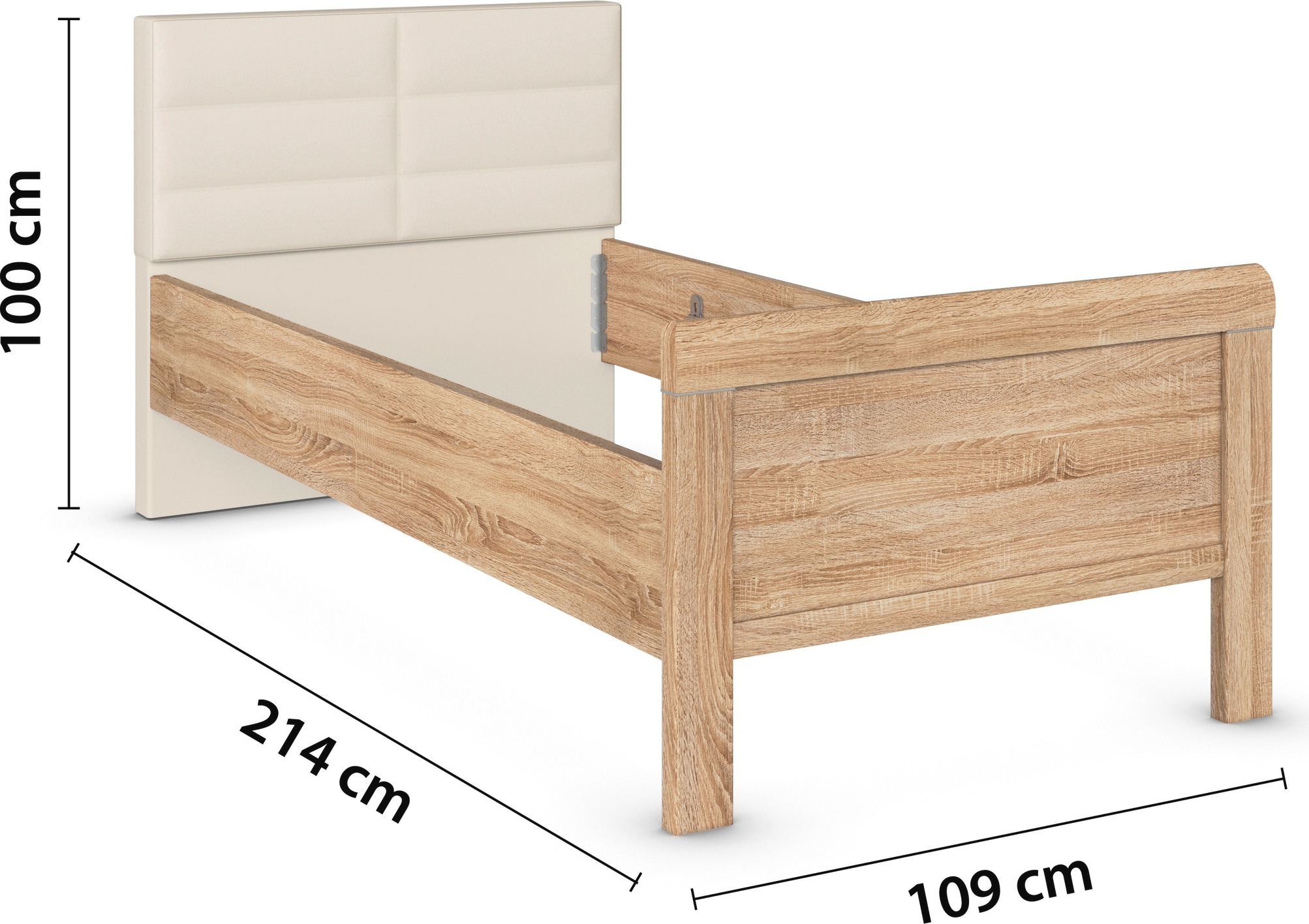 rauch Bett »Bett Einzelbett Stollenbett EVELYN«, in Komforthöhe mit Polsterkopfteil in elegantem Stil MADE IN GERMANY