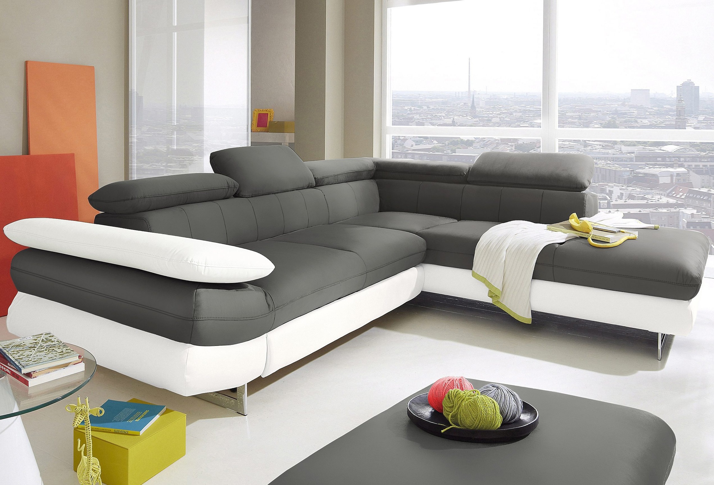 COTTA Ecksofa »Solution L-Form« mit Arm- & Kopfteilverstellung, wahlweise m günstig online kaufen