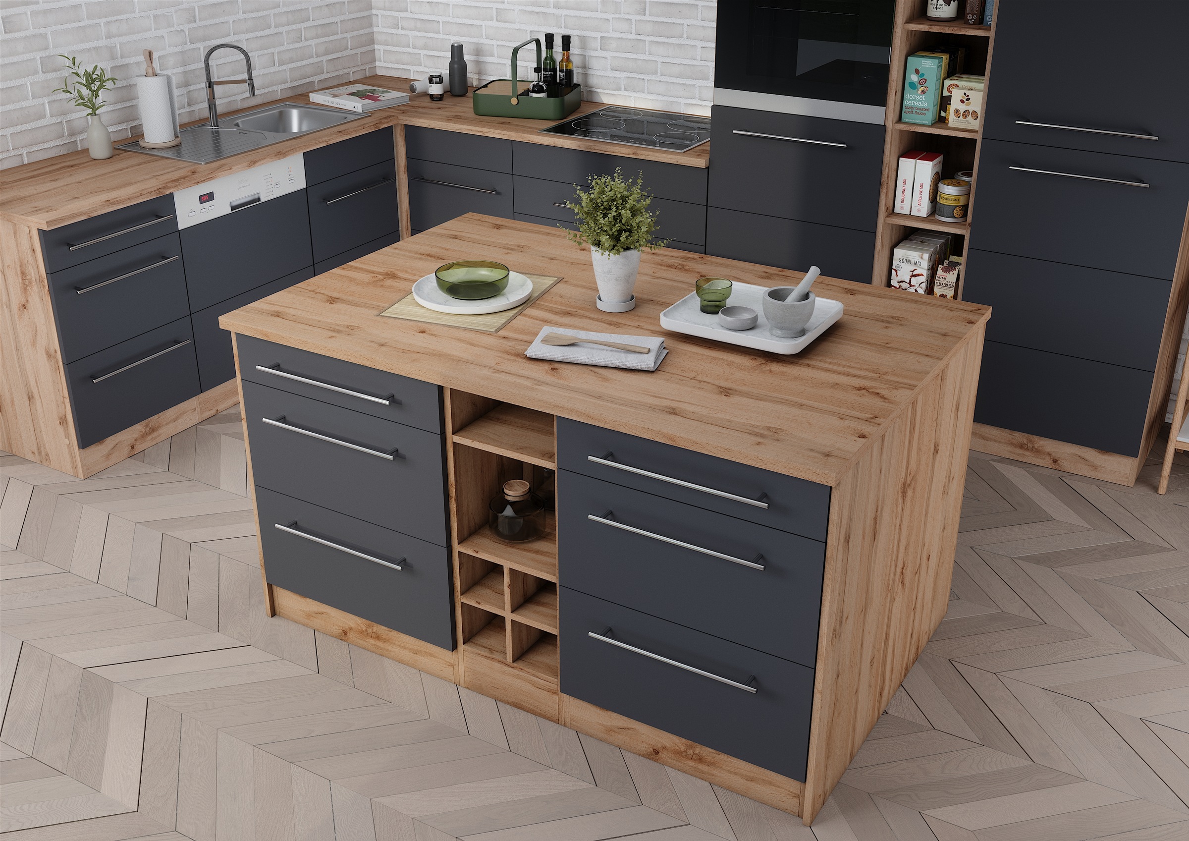 HELD MÖBEL Kücheninsel »Wien«, Breite 153 cm, MDF-Fronten, Flaschenregal günstig online kaufen