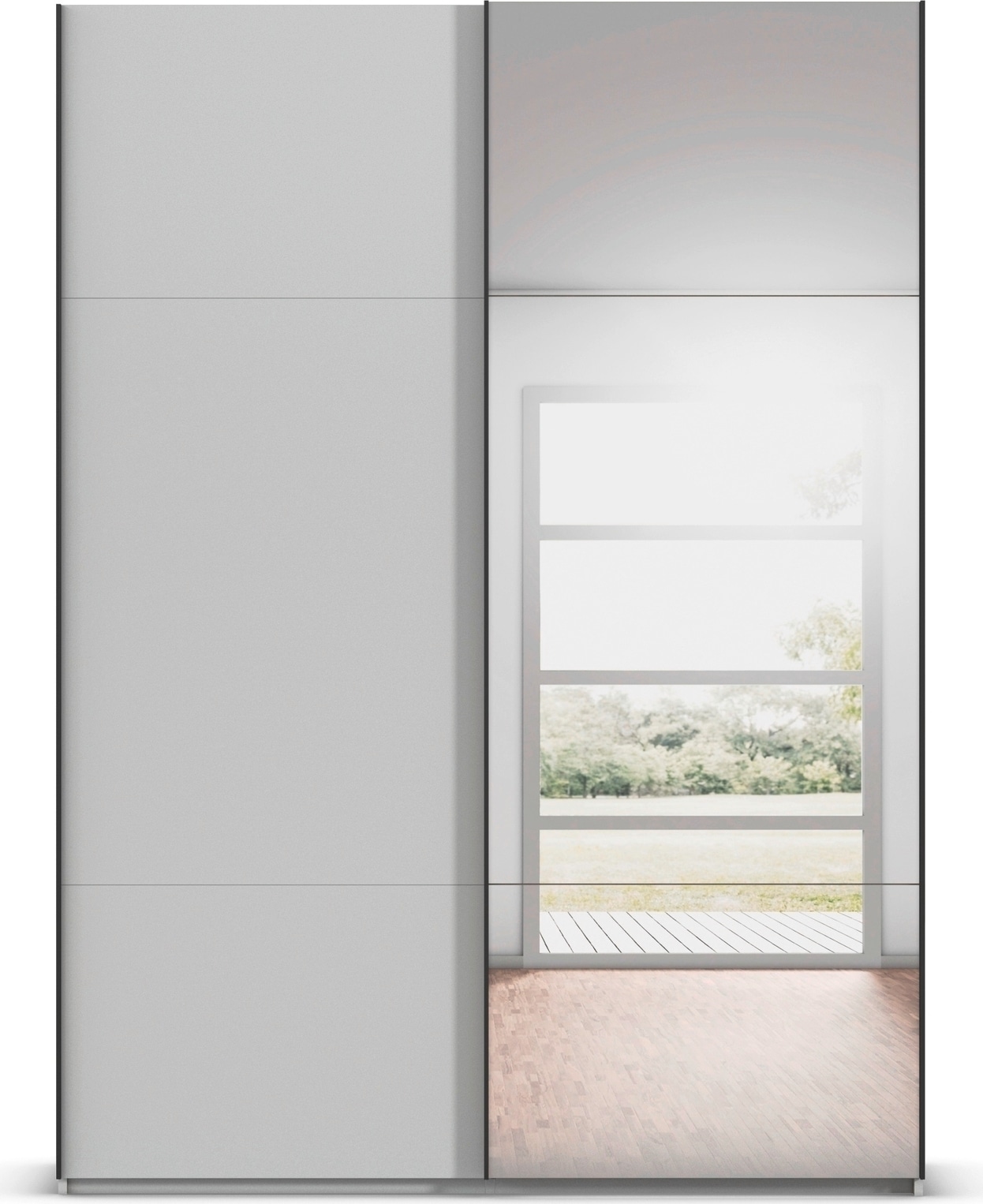 rauch Schwebetürenschrank »Kleiderschrank Schrank Garderobe Schlafzimmerschrank CONTIDO« in 3 verschiedenen Ausstattungen BASIC/CLASSIC/PREMIUM,  aus hochwertigem Material in 6 Breiten 2 Griff-Farben MADE IN GERMANY