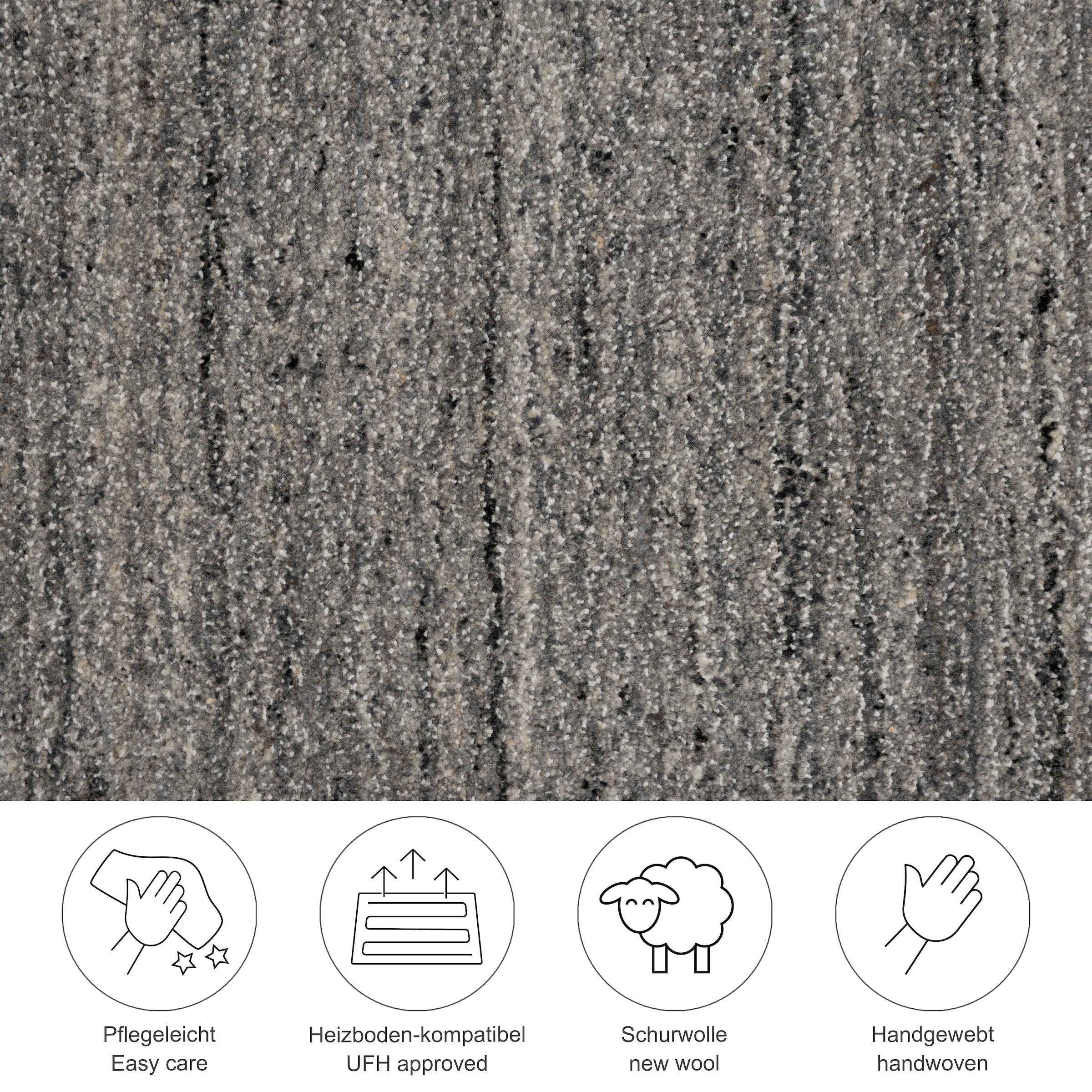 THEKO Teppich »San Diego« rechteckig 13 mm Höhe handgewebt, 60% Wolle, Knüpfoptik, meliert, leichter seidiger Glanz