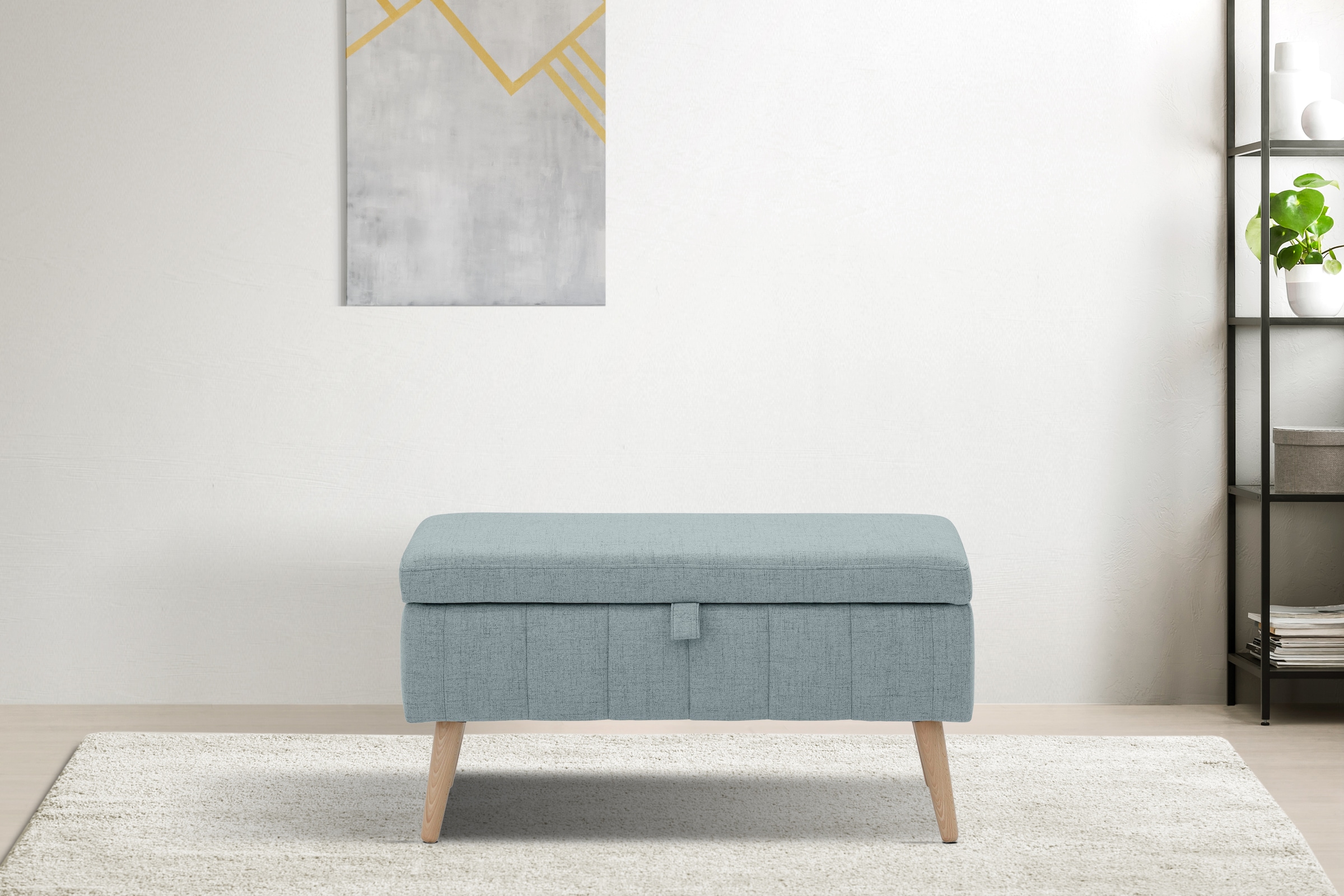 OTTO HOME Truhenbank »AMIRA Sitzbank mit Stauraum, Maße B/T/H: 81/36/43 cm« mit Staufach, in 3 Bezugsqualitäten mit feiner Steppung mint