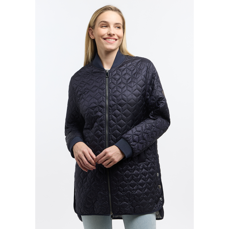 BARBARA LEBEK Steppjacke ohne Kapuze mit 2-Wege-Reißverschluss navy 42 42 Lange Sandwich-Steppjacke von BARBARA LEBEK