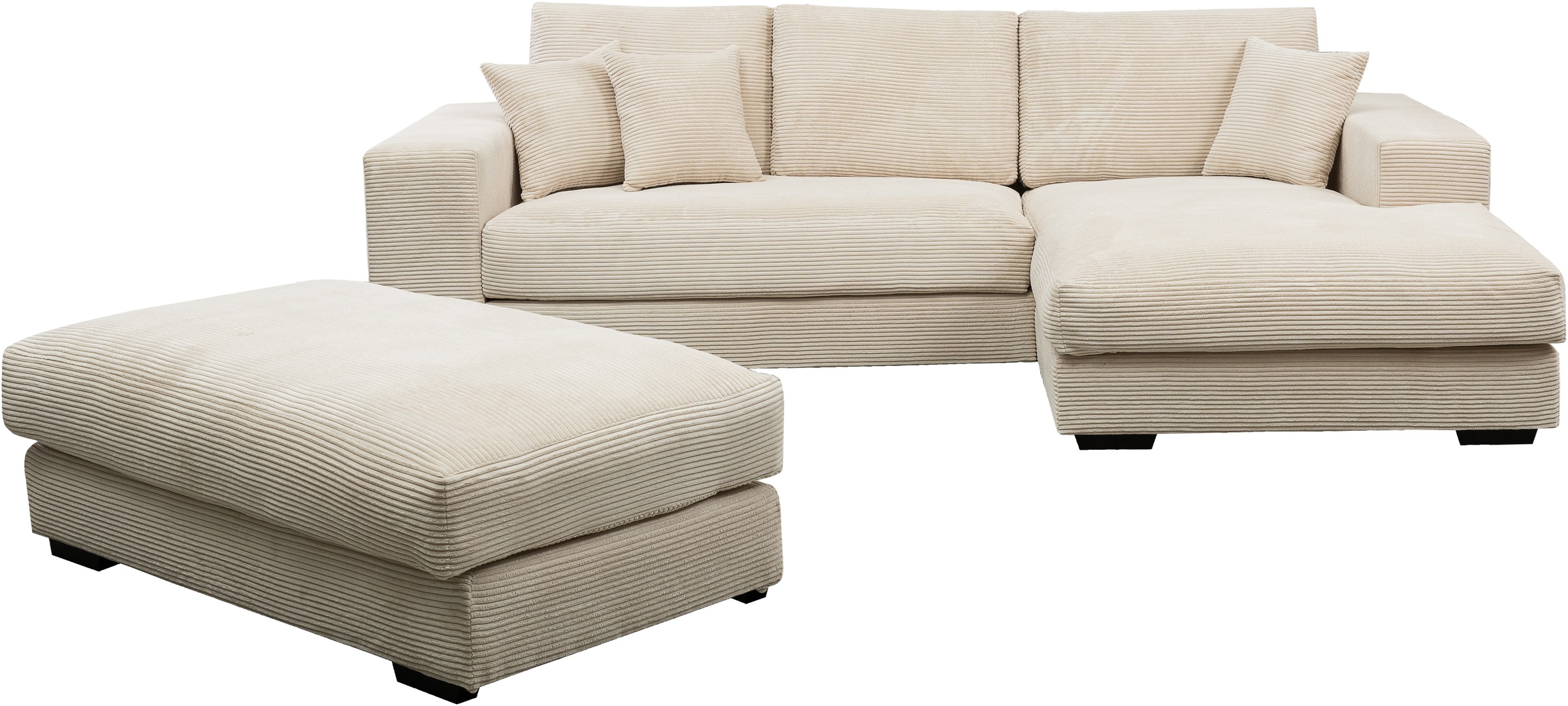 WERK2 Polstergarnitur »Eden L-Form + Hocker. Mega Couch Breite 286cm, Cord« günstig online kaufen