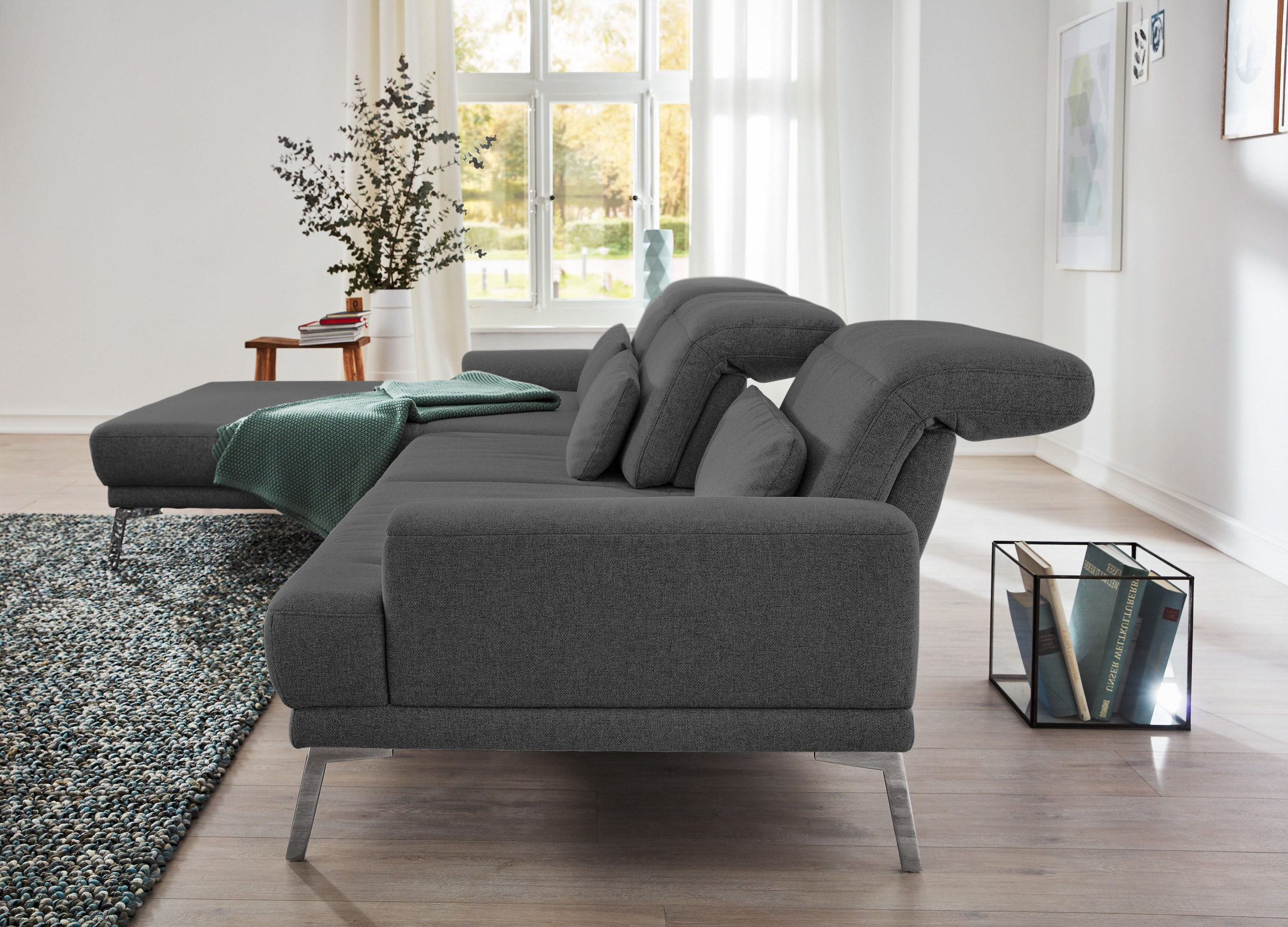 Musterring Ecksofa »MR 4580«, mit Kopf- und Sitztiefenverstellung, Metallfuß chrom, 288 x 193/220cm