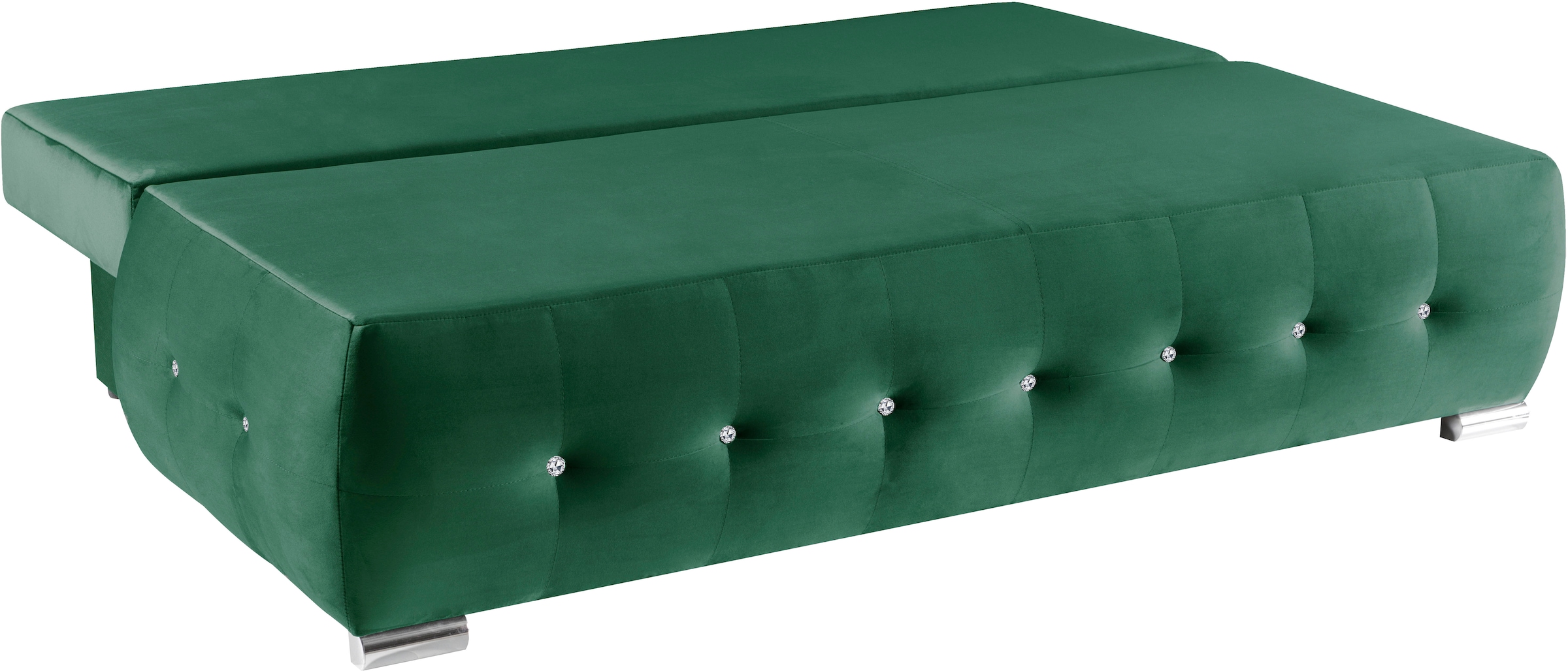 WERK2 Schlafsofa »Monaco«, 2-Sitzer Schlafcouch mit Bettkasten & funkelnden Ziersteinchen