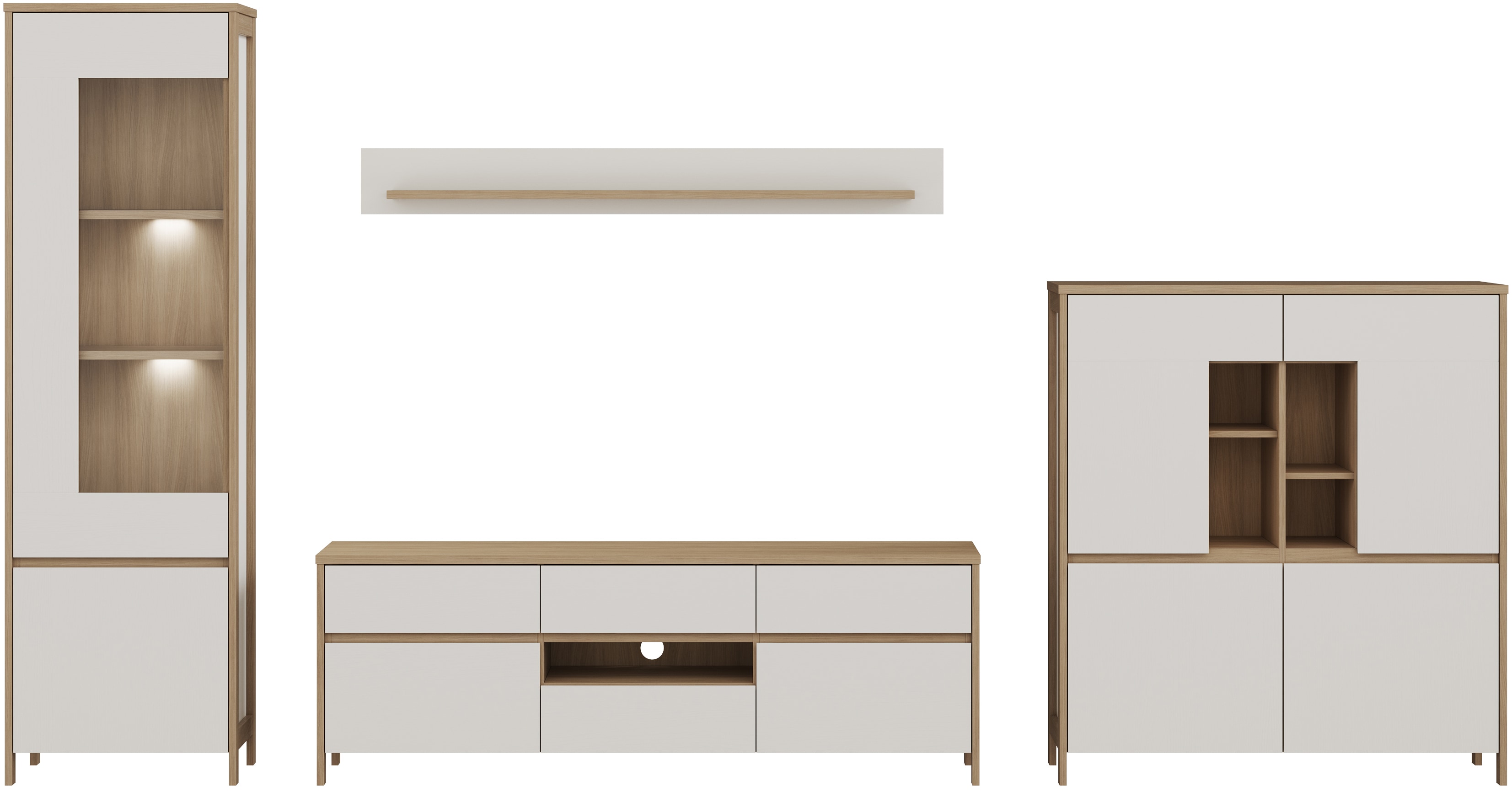 Home affaire Wohnwand »Stranda, moderne Anbauwand, Komplettset im Scandi-St günstig online kaufen