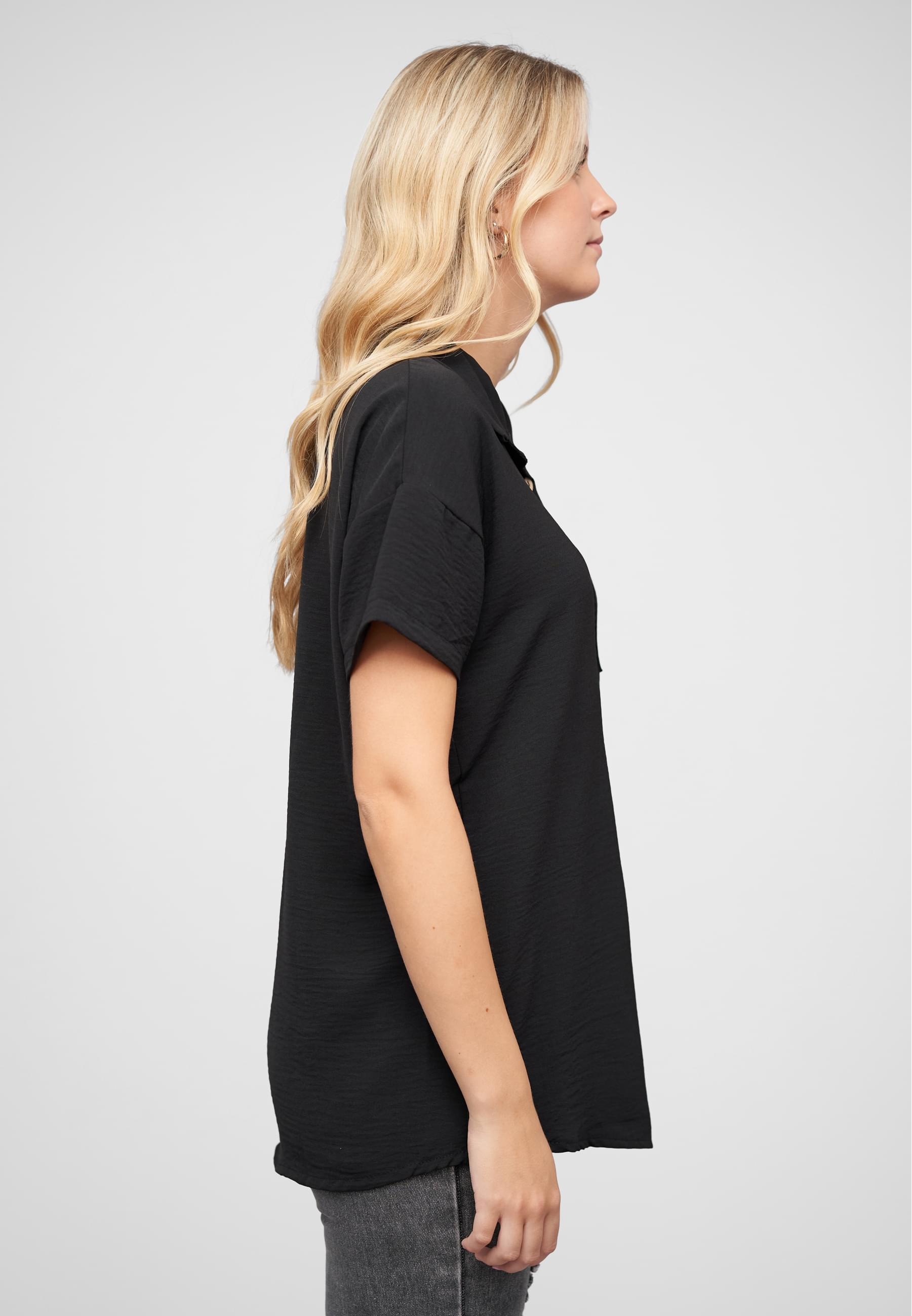 CLOUD 5IVE Kurzarmhemd »CLOUD 5IVE Musselin Kurzarm Hemd mit Knopfleiste und Brusttasche«