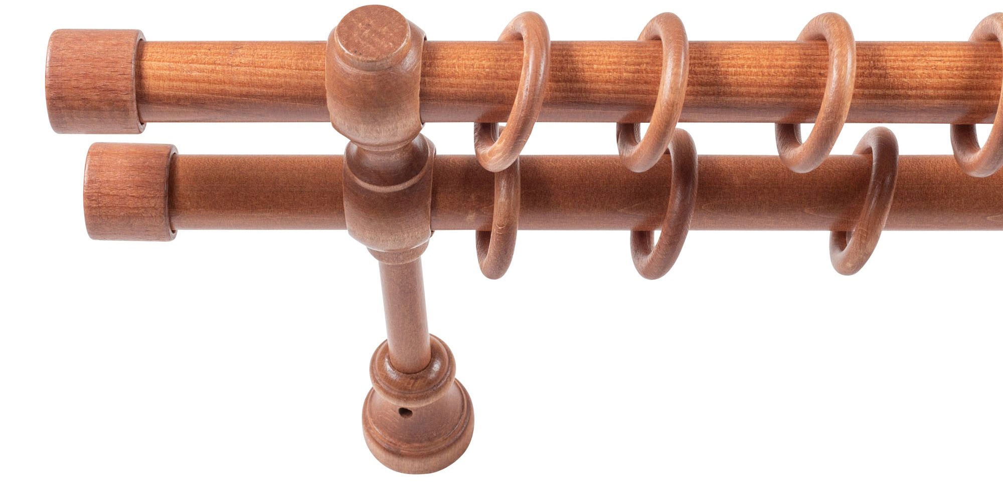 SN DECO GROUP Gardinenstange »Cafiro«, 2 läufig-läufig, Fixmaß, 28 mm, Holz, verschiedene Längen und Farben, Komplettset