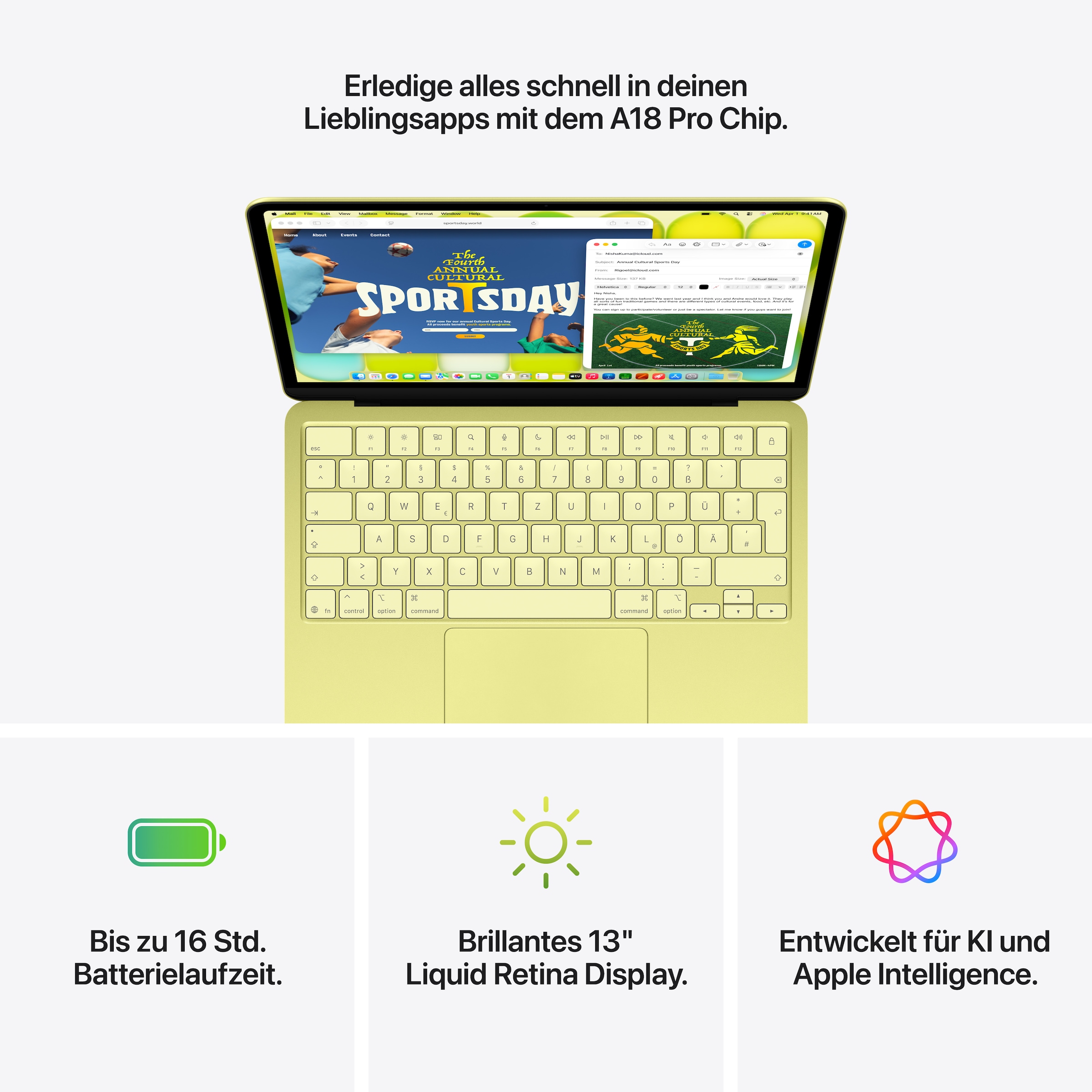 Apple Notebook »Macbook Neo 13"« 33,02 cm / 13 ″ Apple A18 Pro 5-Core GPU 256 GB SSD