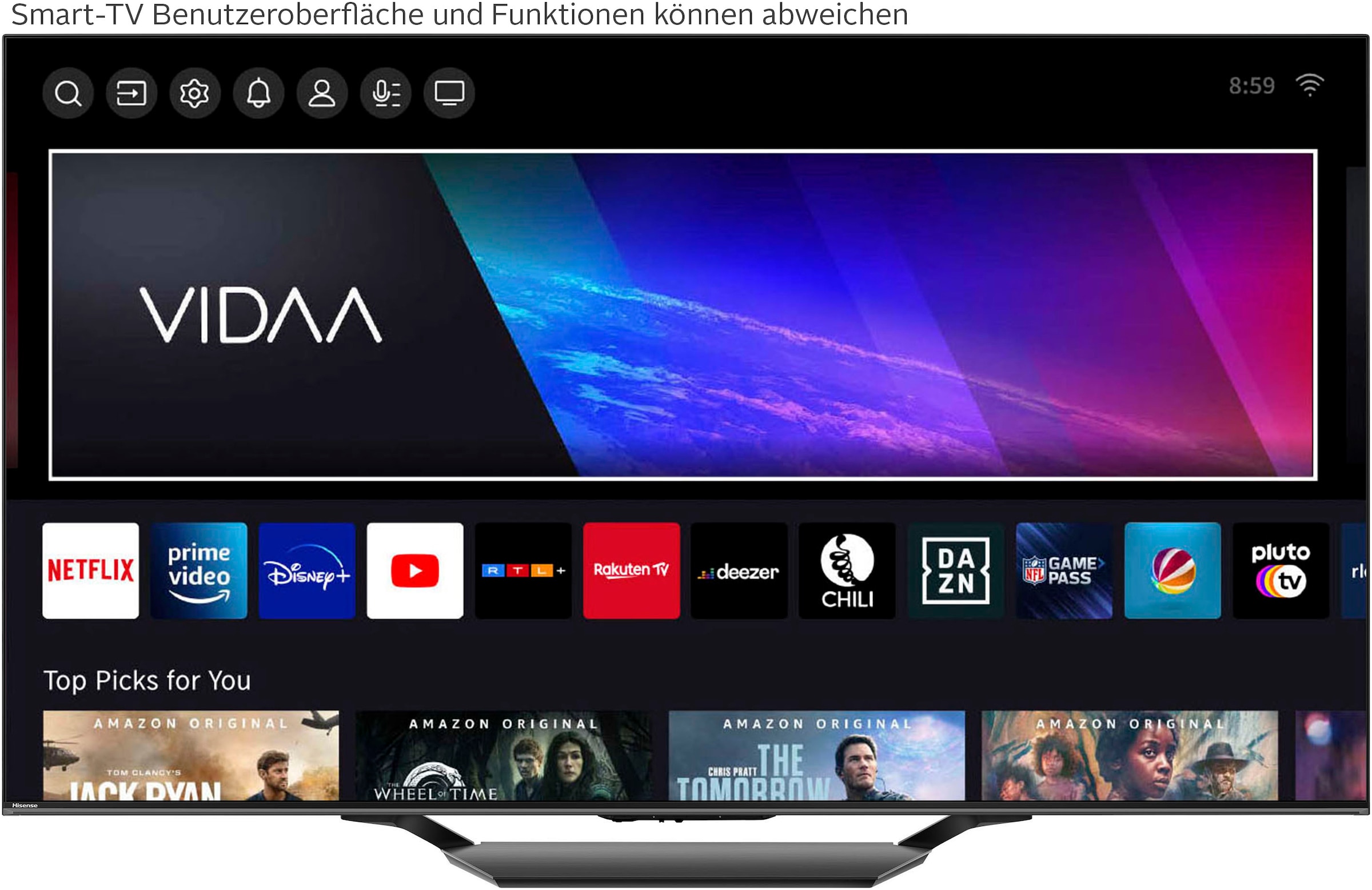 Hisense Mini-LED-Fernseher »65U7NQ«, 4K Ultra HD, Smart-TV, 4KUHD, ULED, Mini LED