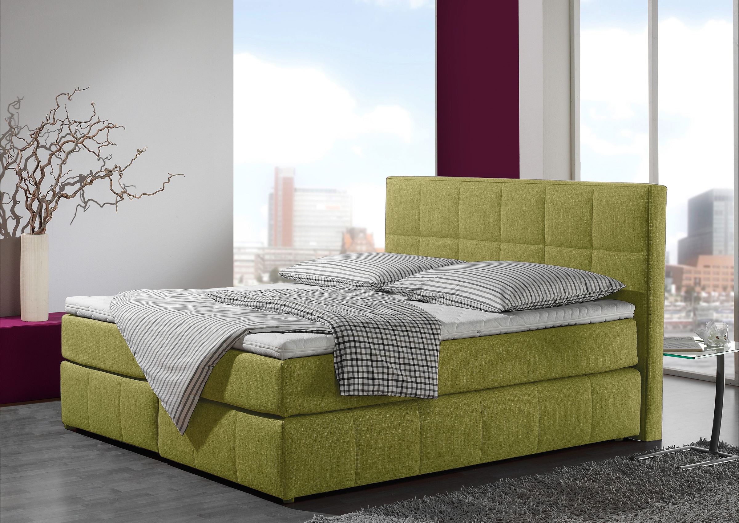 INOSIGN Boxspringbett »Casano«, mit feiner Steppung, in 3 Matratzenarten, 2 Härtegraden und 5 Farben