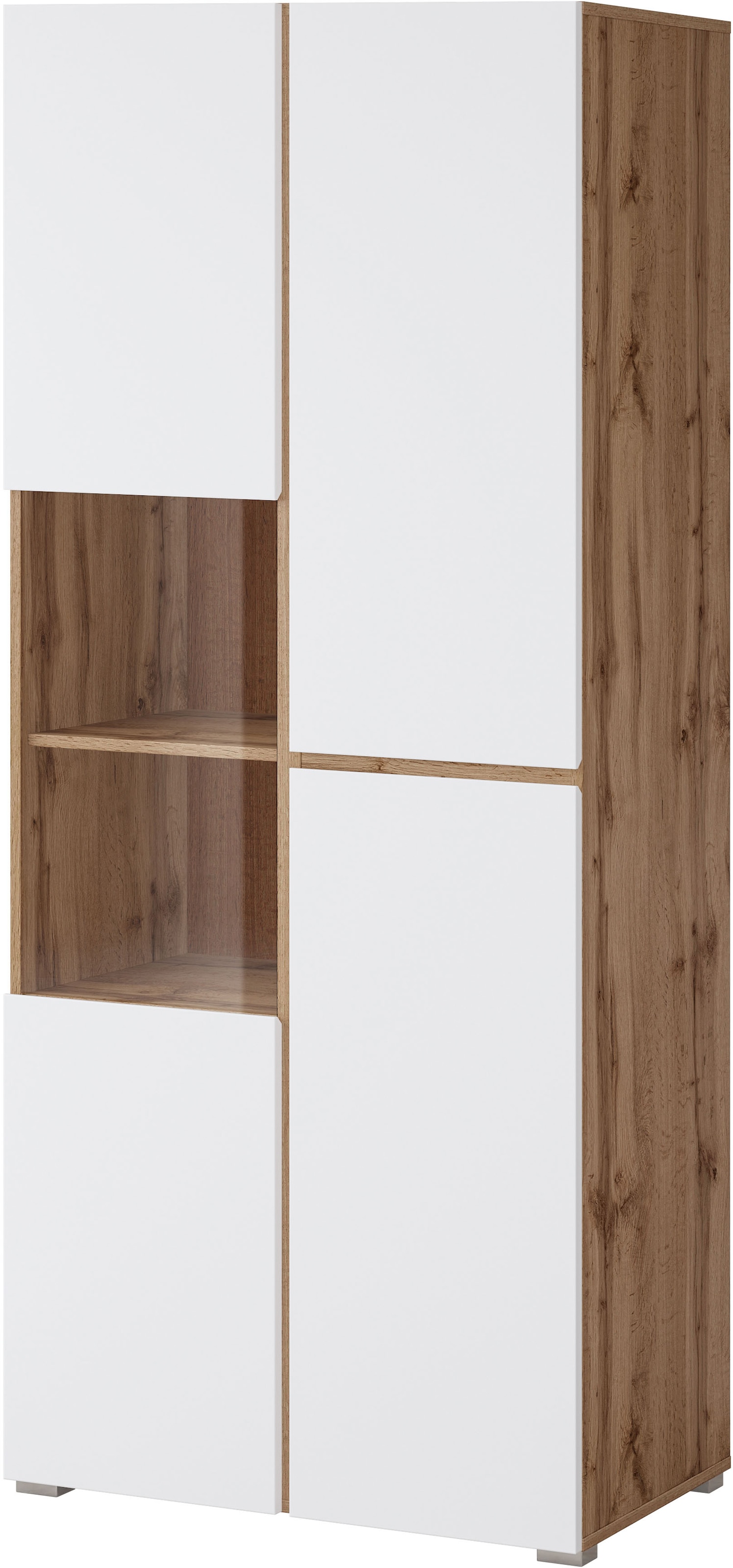 INOSIGN Vitrine »Cross, Höhe 183,5 cm, moderne grifflose Standvitrine mit 3 Türen«, Hochschrank mit viel Stauraum, Glastür und verstellbaren Einlegeböden